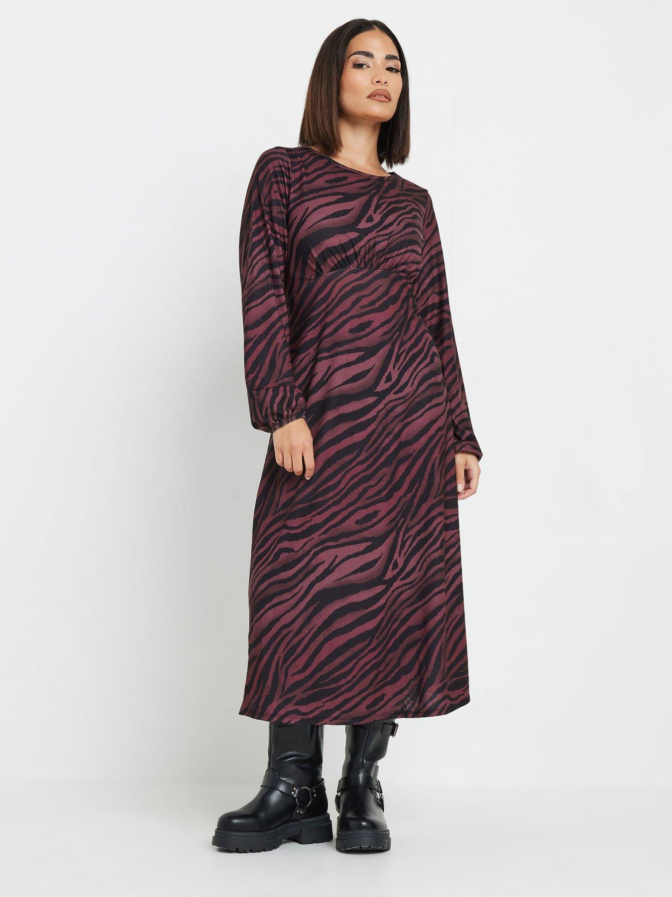 pixiegirl-petite-zebra-long-sleeve-midi-dress