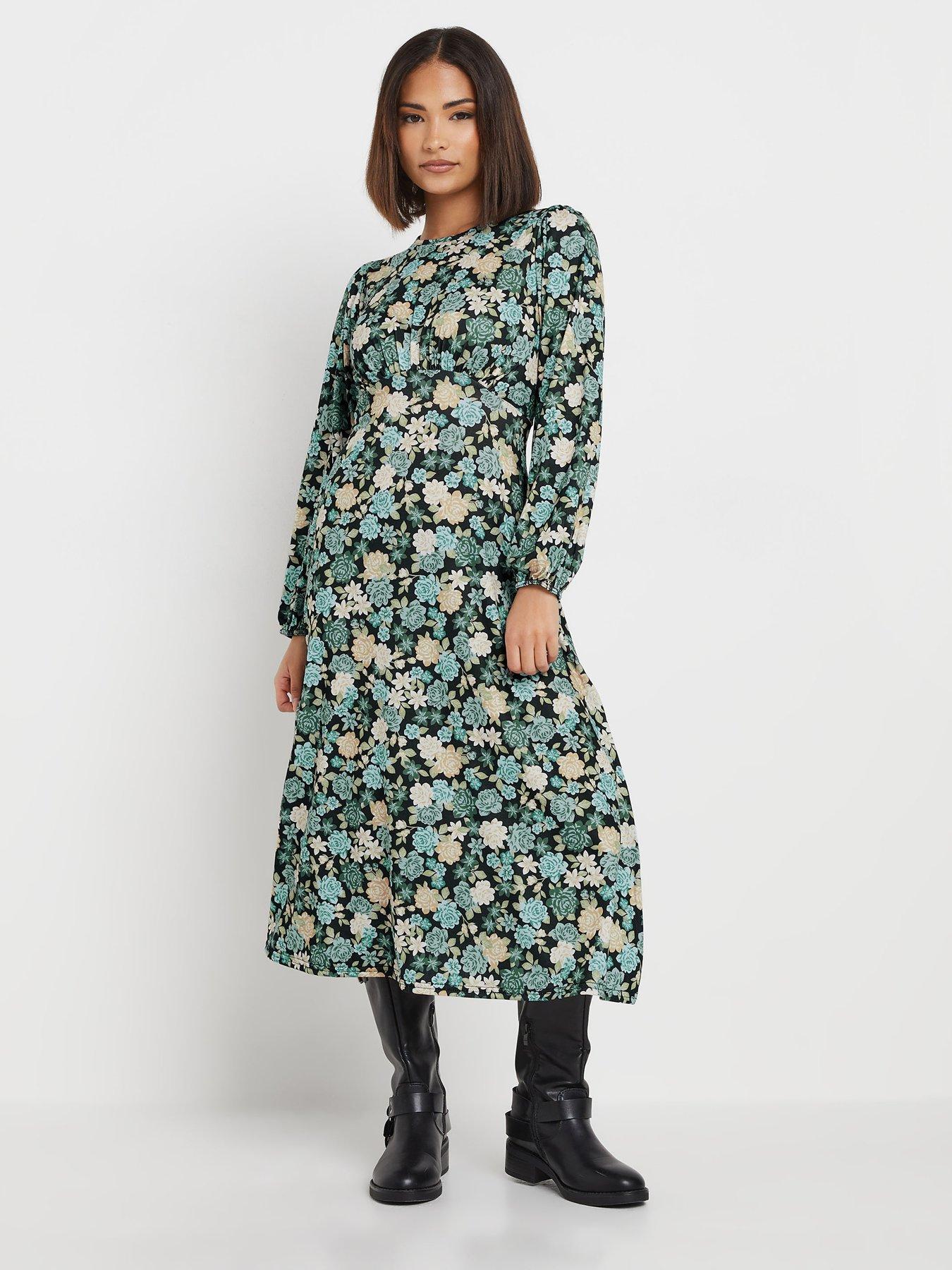 pixiegirl-petite-floral-empire-long-sleeve-midi-dress-green