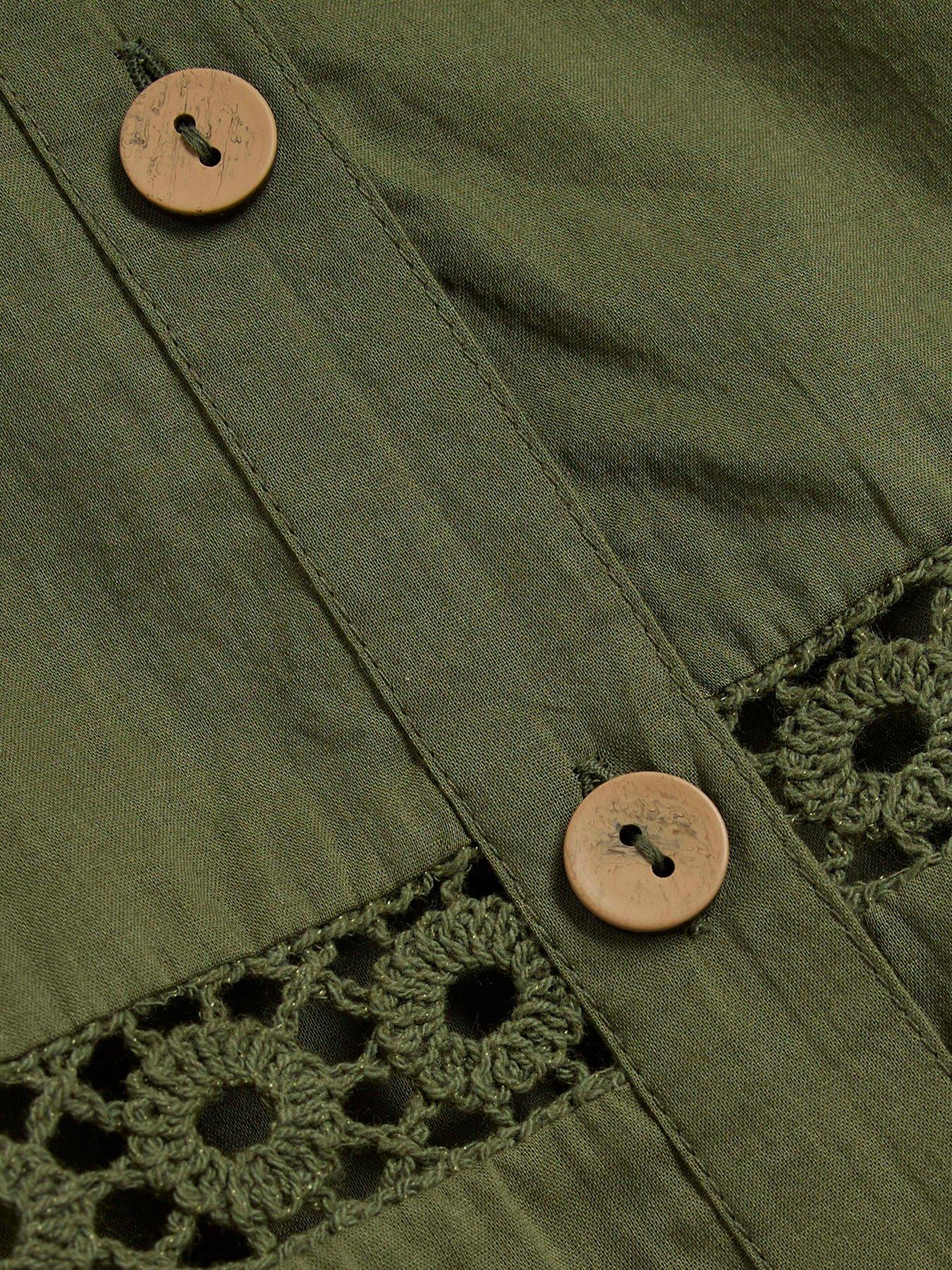 Image 5 of 5 of River Island Lace Insert Shirt - Green