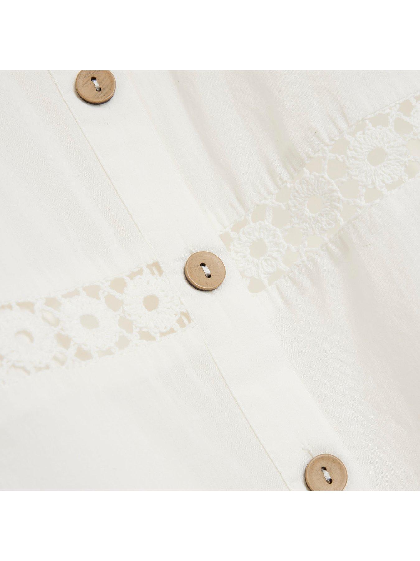 Image 4 of 5 of River Island Lace Insert Shirt - White