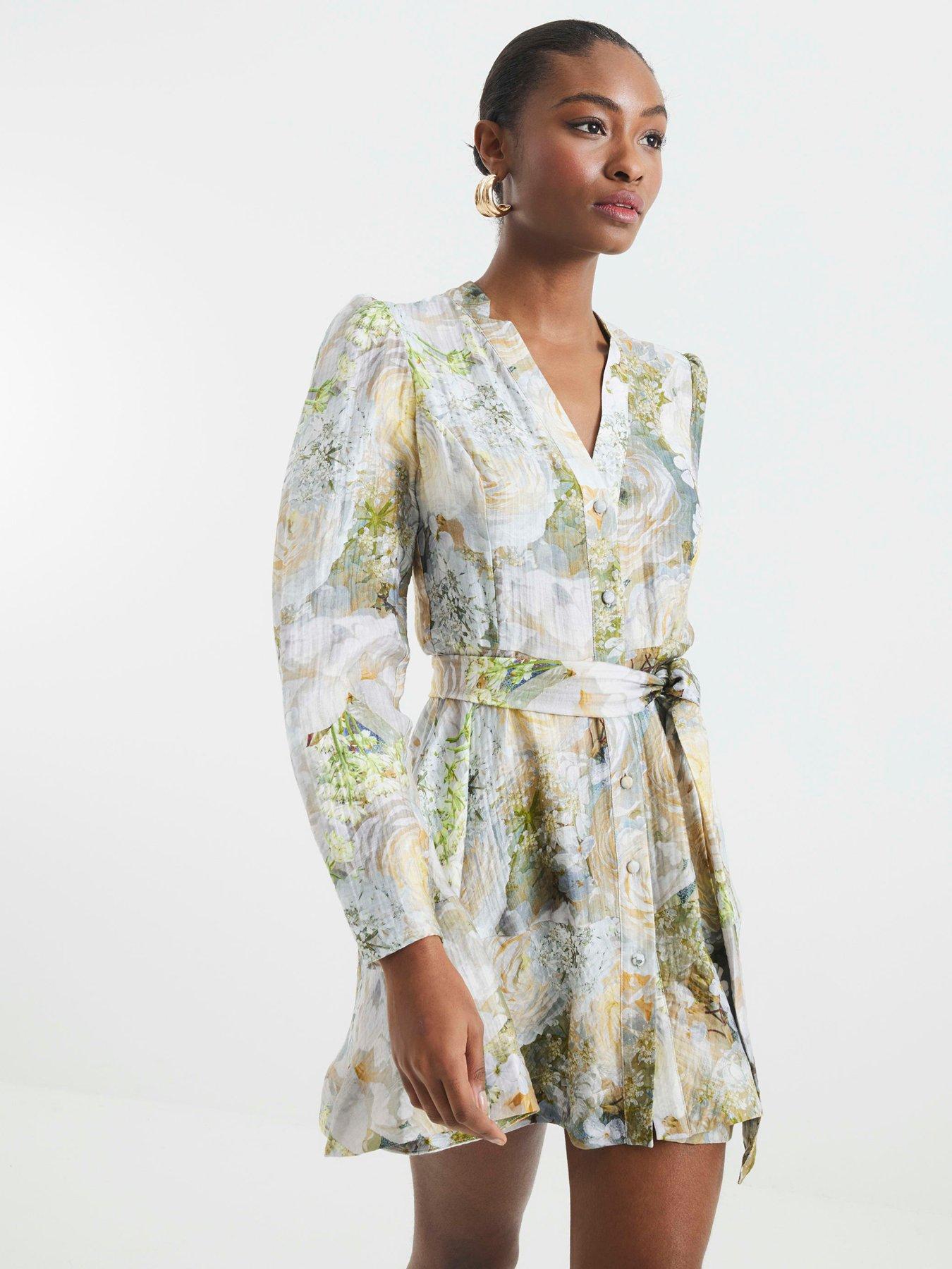 Image 4 of 6 of River Island Printed Mini Dress - Bright Blue