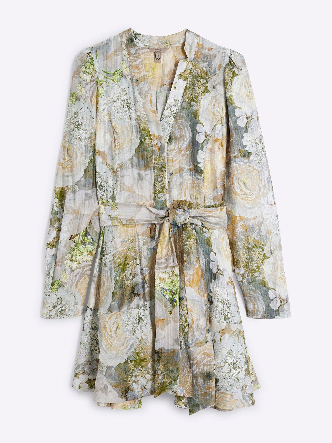 Image 5 of 6 of River Island Printed Mini Dress - Bright Blue
