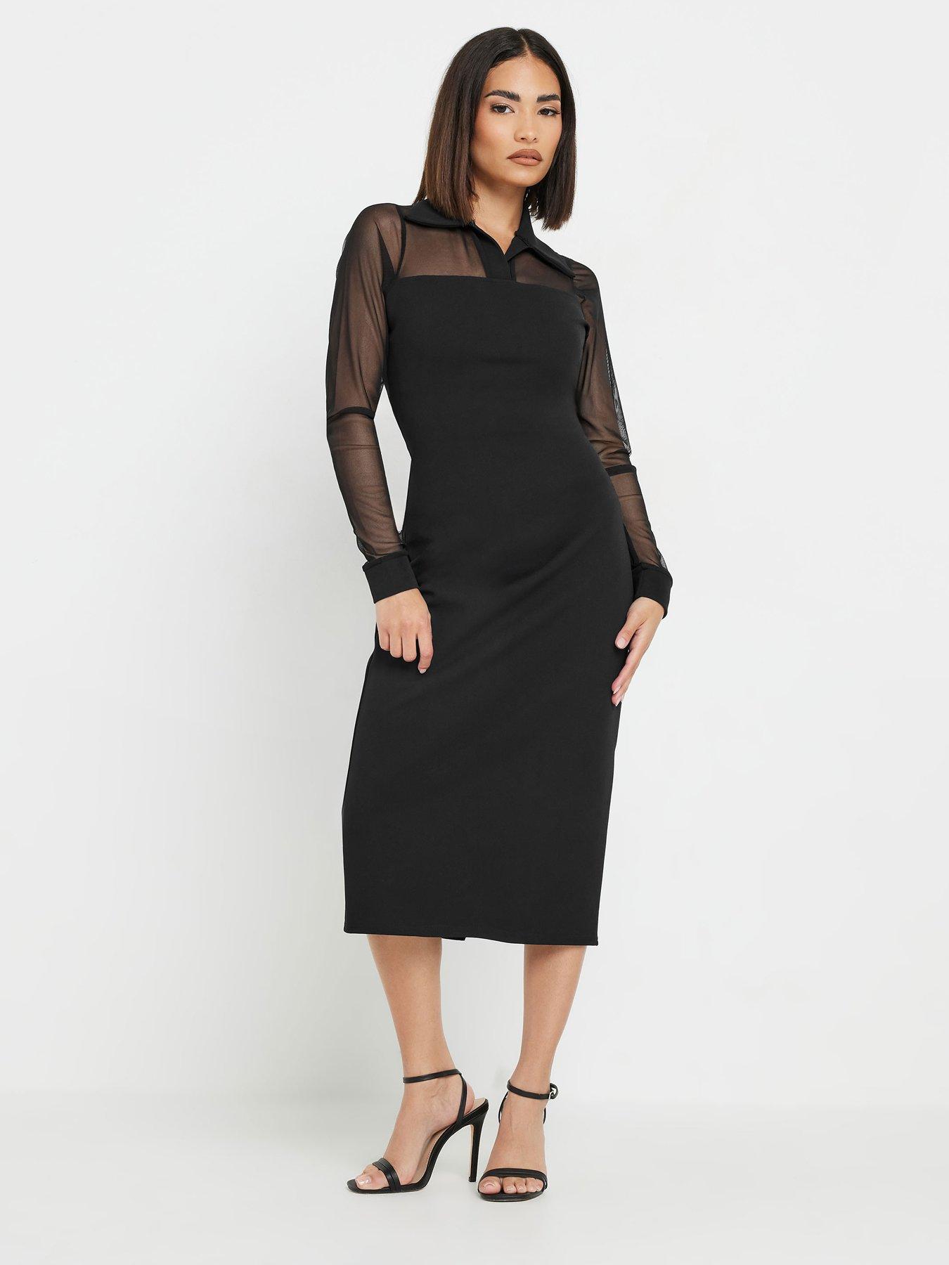 pixiegirl-petite-mesh-collar-midi-dress-black