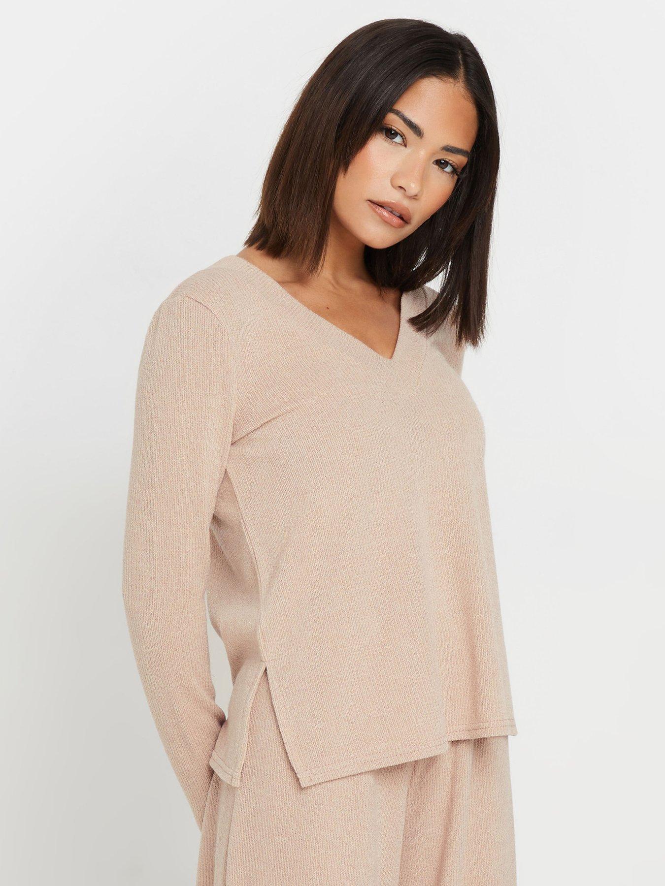 pixiegirl-petite-soft-touch-v-neck-jumper-pink