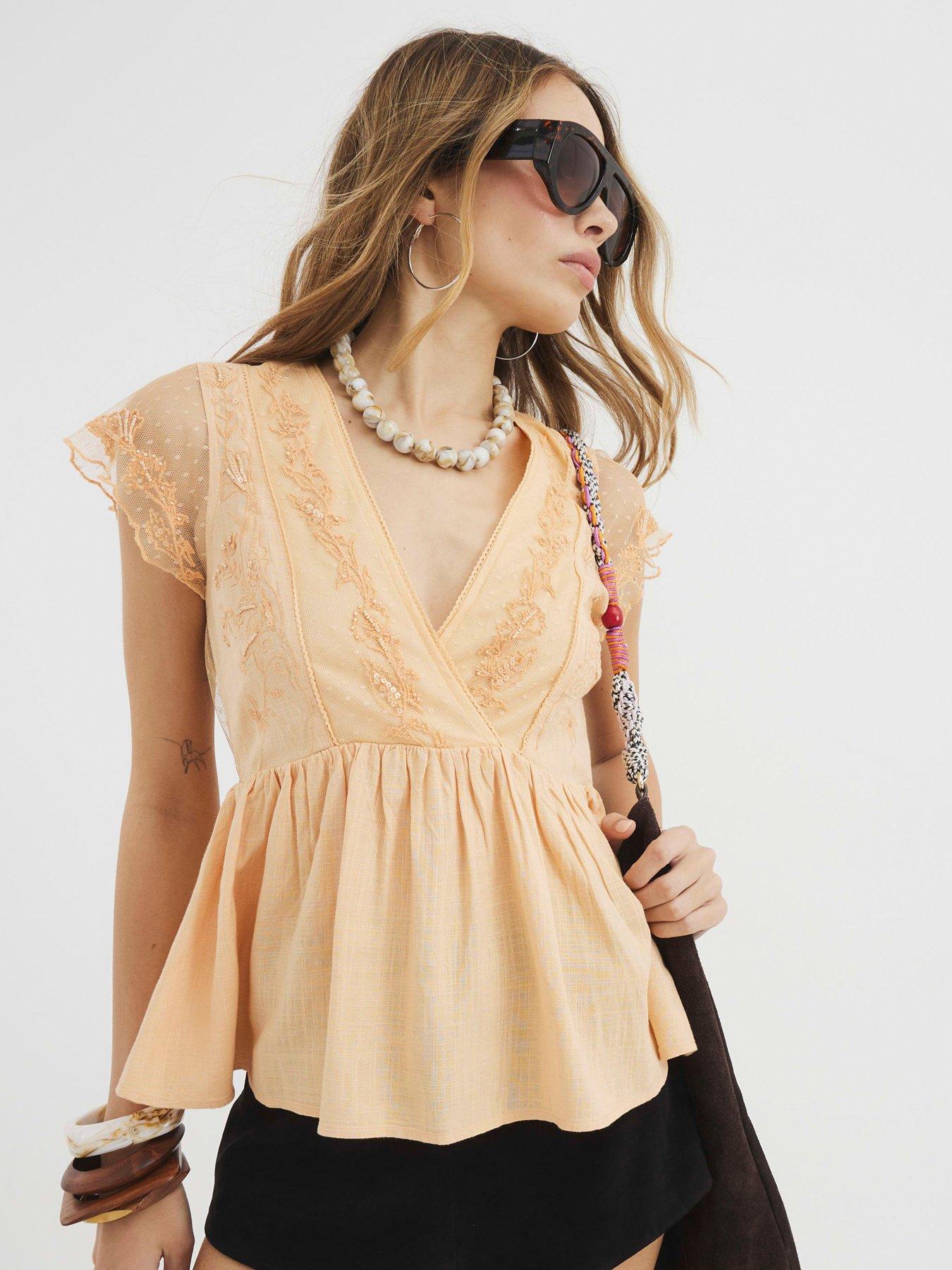 river island orange bardot dress Buy River Island Orange Del Maar Bandeau Crochet Flower Ruffle Maxi Dress  from the Next UK online shop