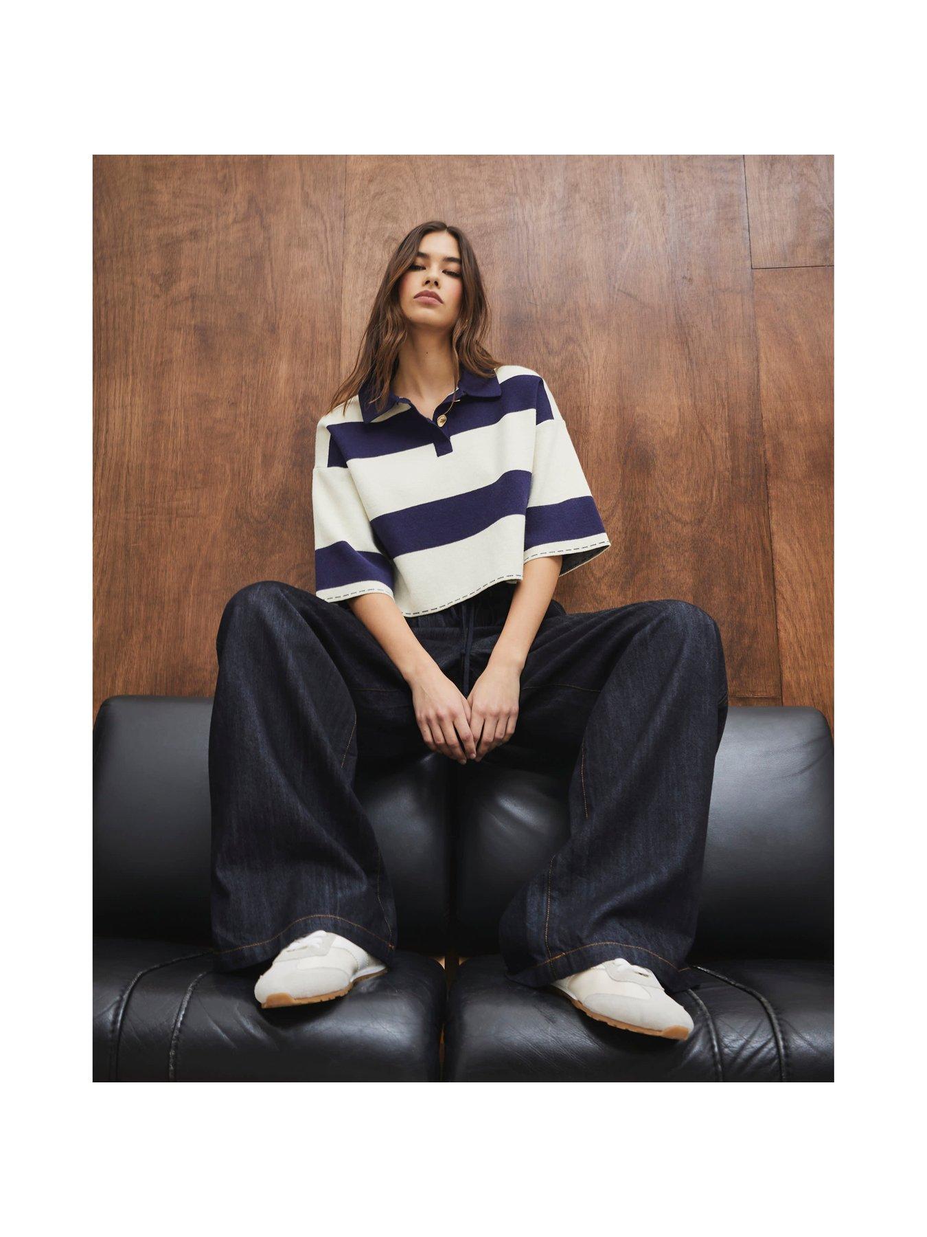 river-island-boxy-crop-stripe-polo-navywhitestillFront