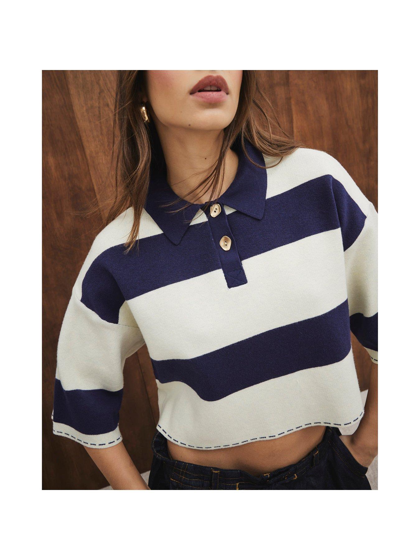 river-island-boxy-crop-stripe-polo-navywhitedetail