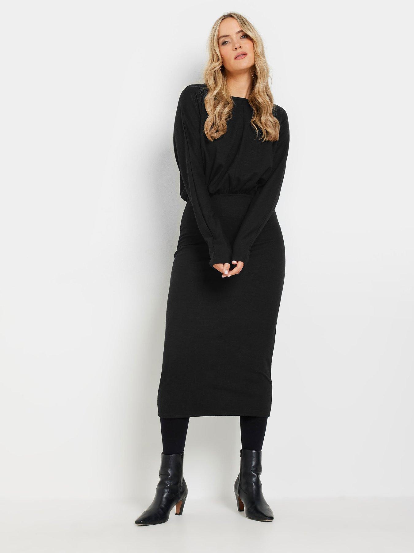 long-tall-sally-tall-textured-batwing-midi-dress-black