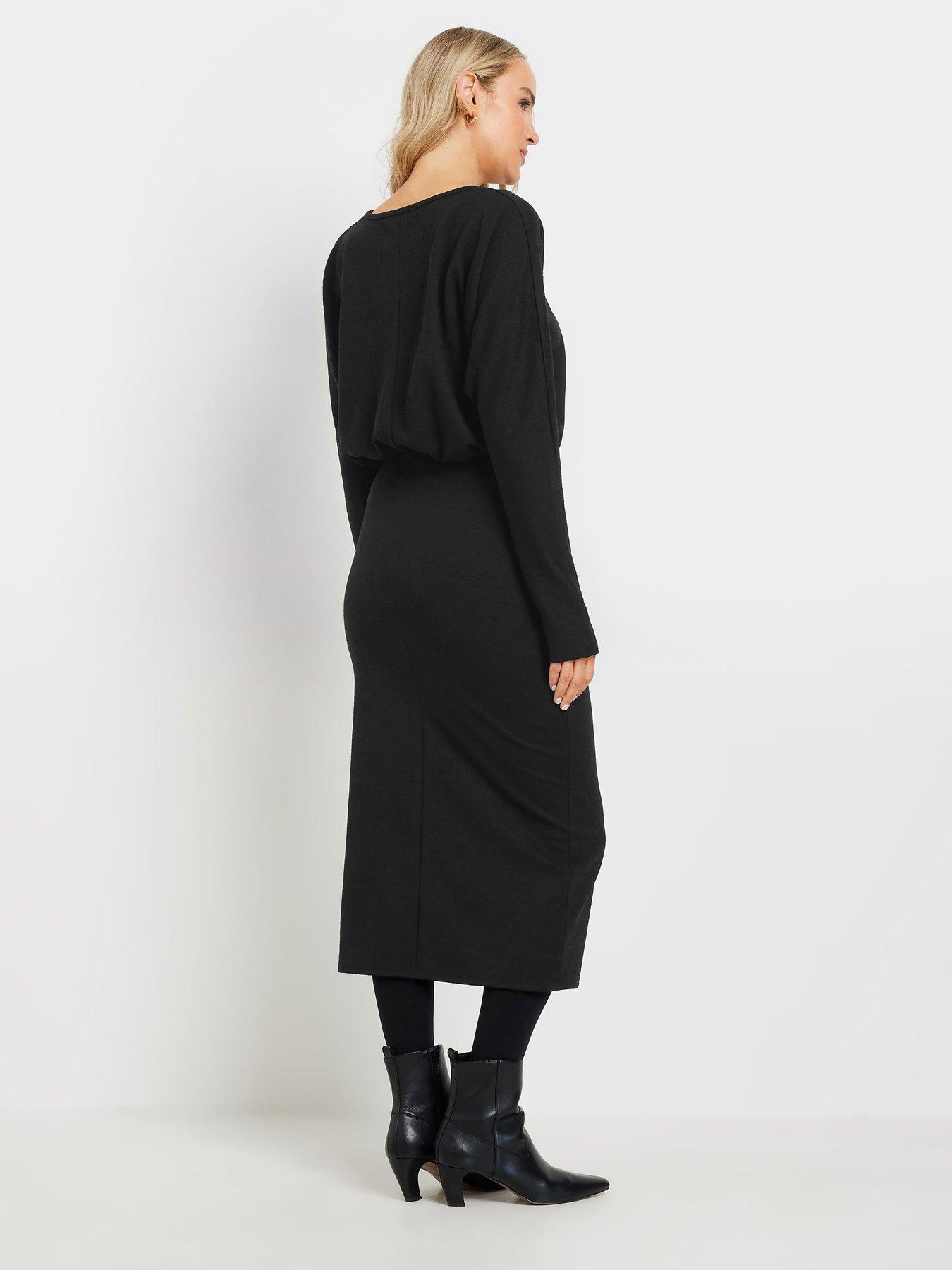 long-tall-sally-tall-textured-batwing-midi-dress-blackstillFront