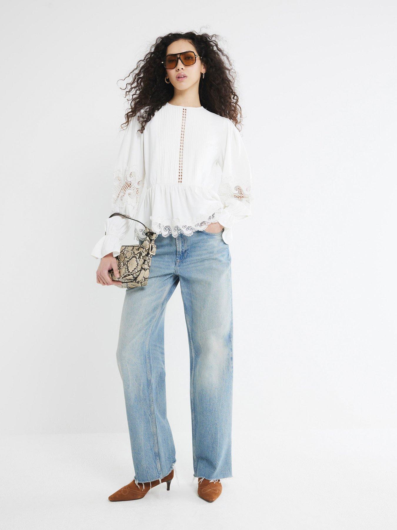 Image 2 of 5 of River Island Pintuck Detail Peplum Blouse - White