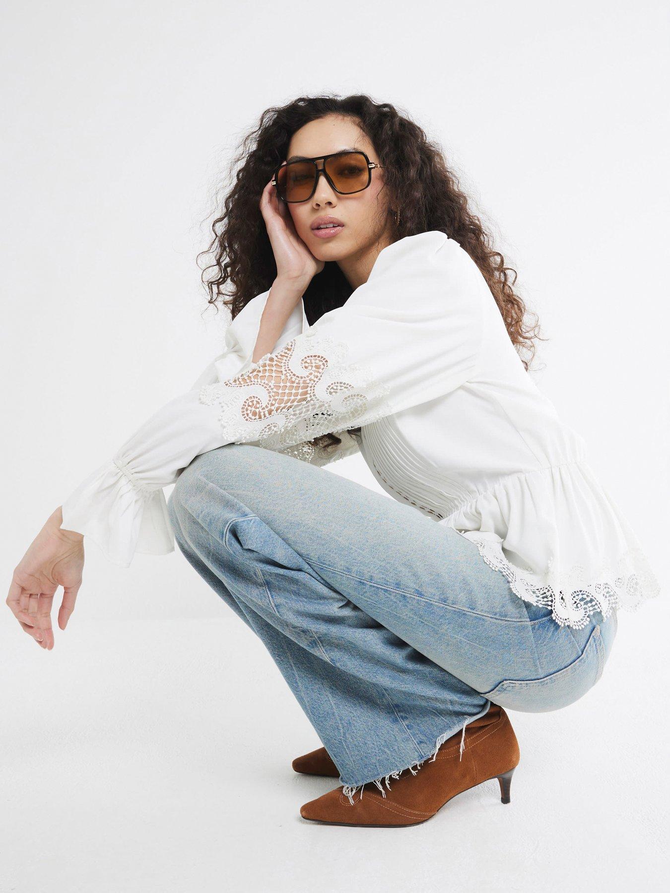 Image 4 of 5 of River Island Pintuck Detail Peplum Blouse - White