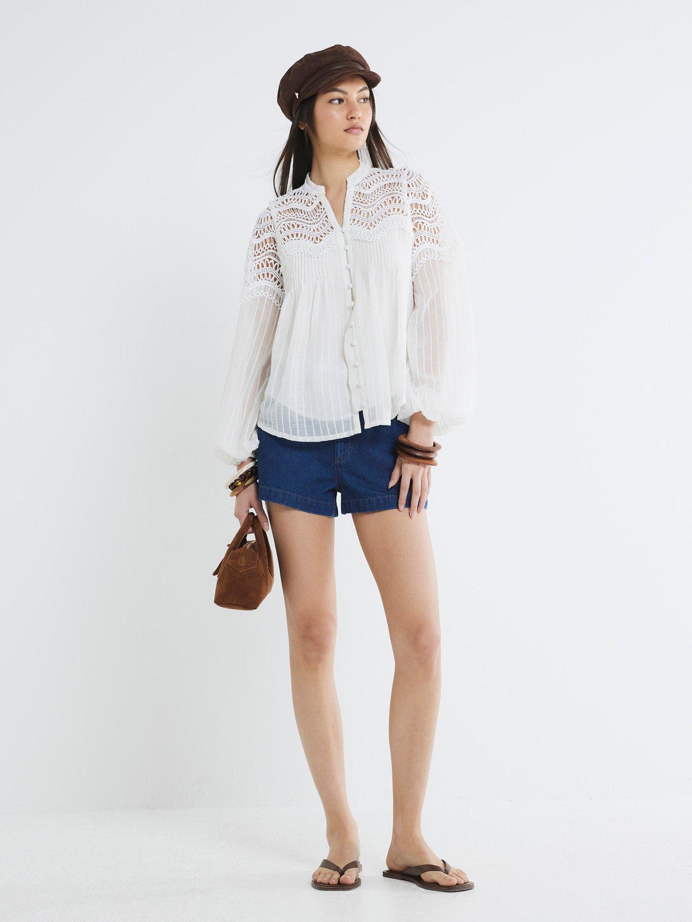 Image 3 of 4 of River Island Frill Yoke Blouse - White