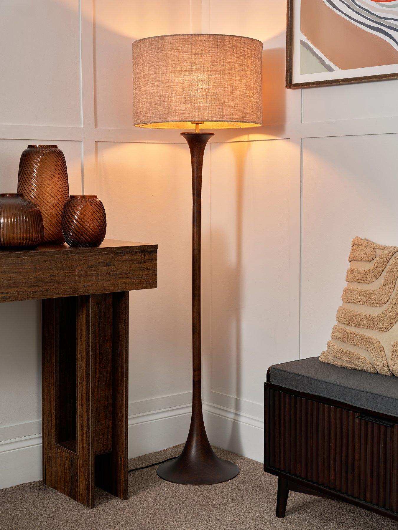 Very Home Turned Wooden Floor Lamp - Walnut