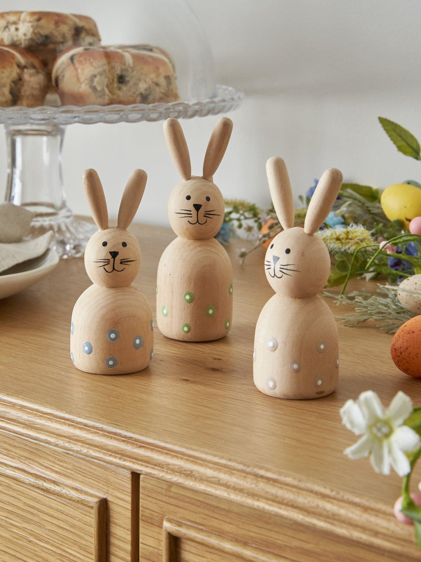 Heaven Sends Wooden Bunny Family