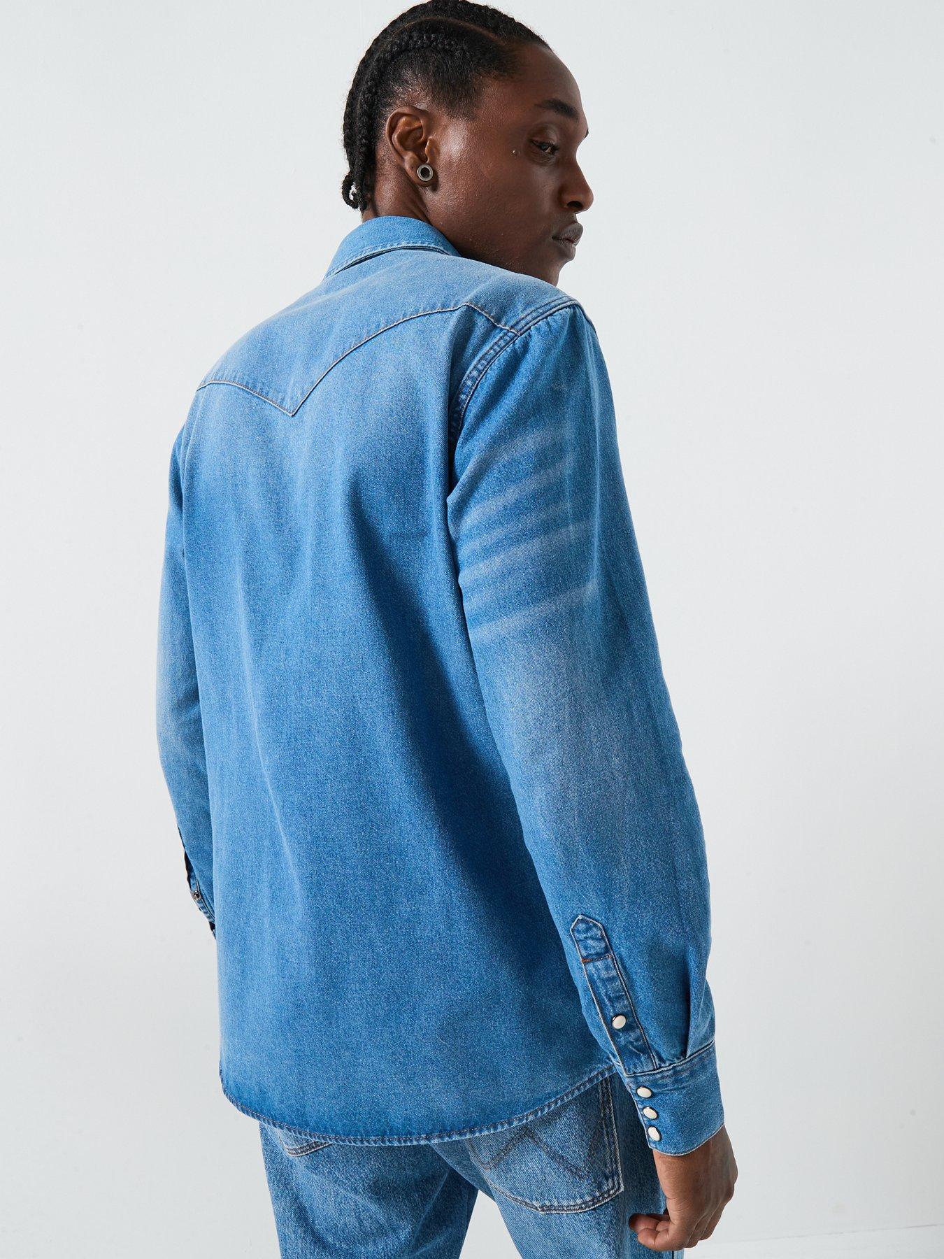 wrangler-long-sleeve-western-denim-shirt--bluestillFront