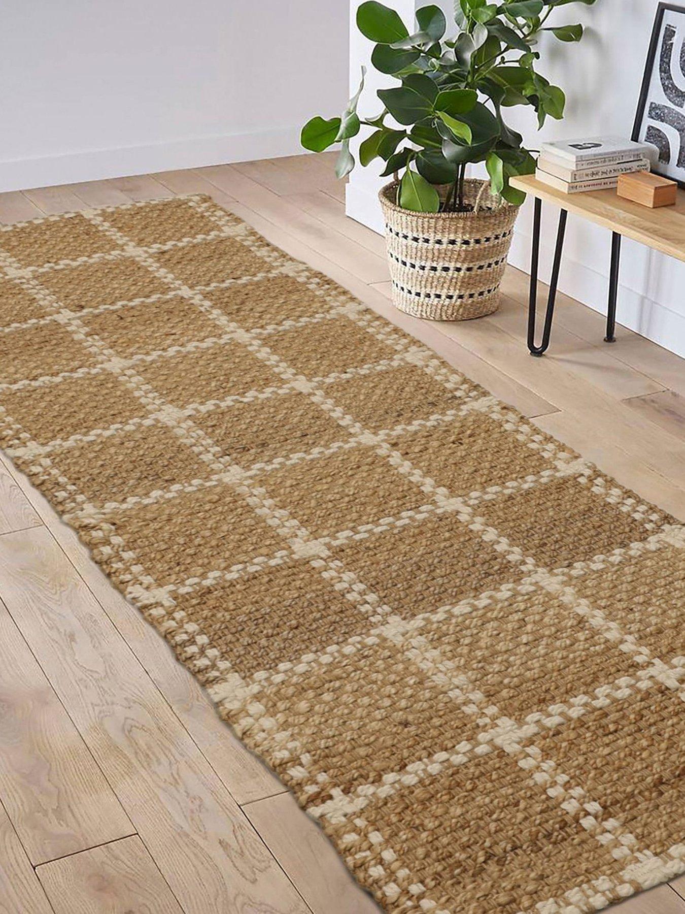 The Very Collection Jute Check Runner - Natural