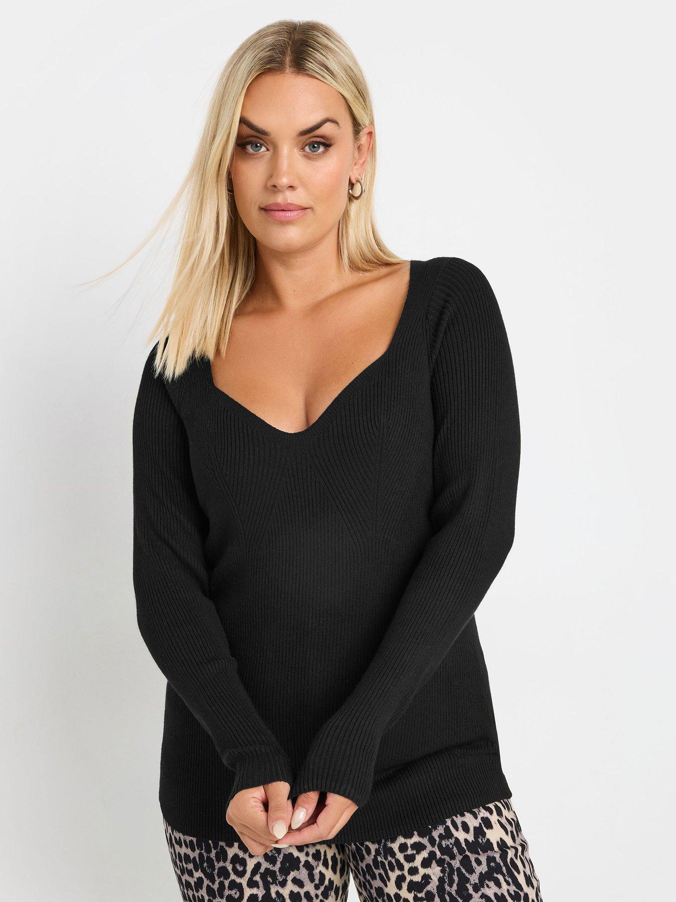 Image 1 of 4 of Yours Curve Ribbed Jumper - Black