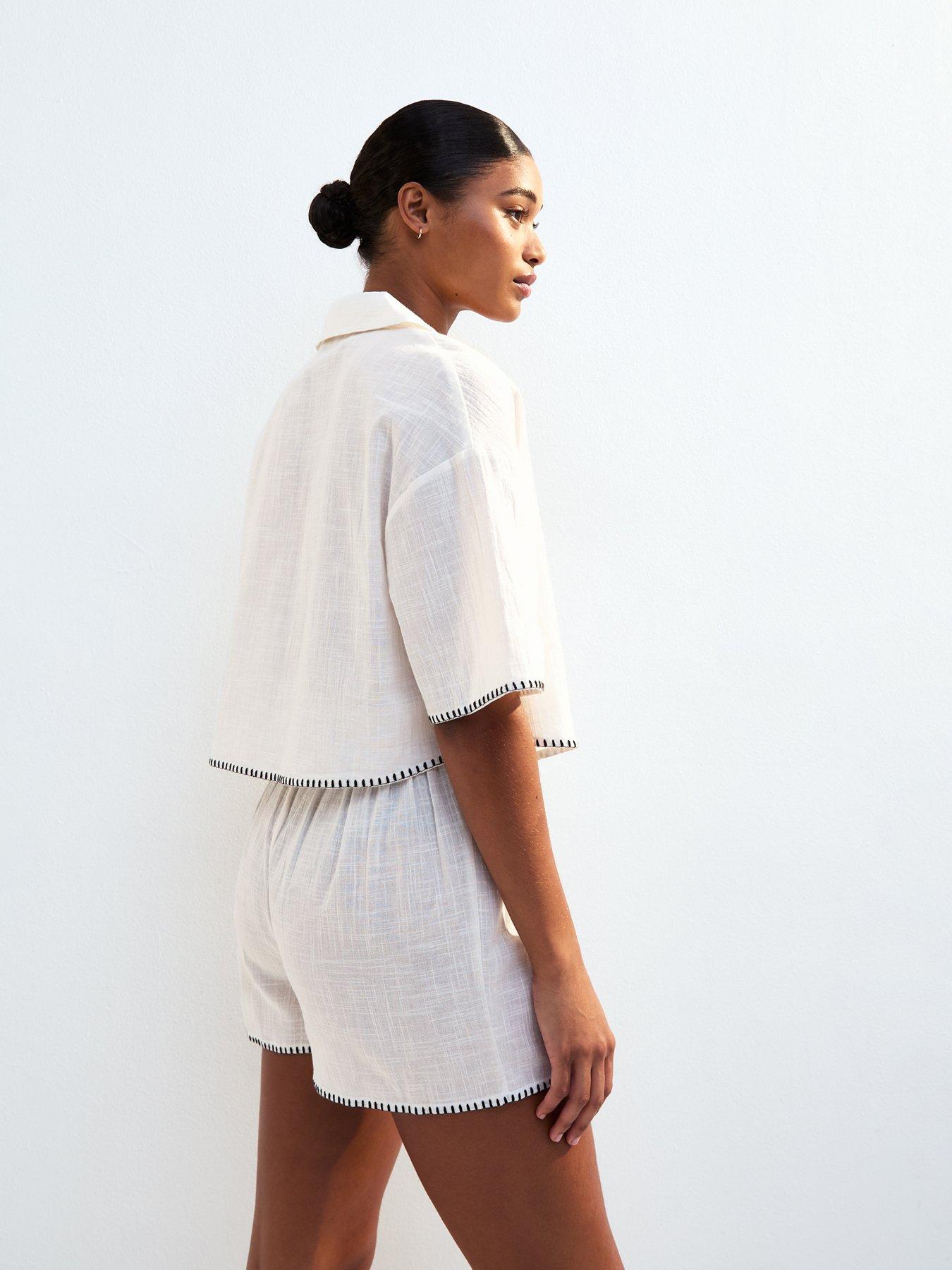 new-look-cream-textured-blanket-stitch-cropped-beach-shirtstillFront