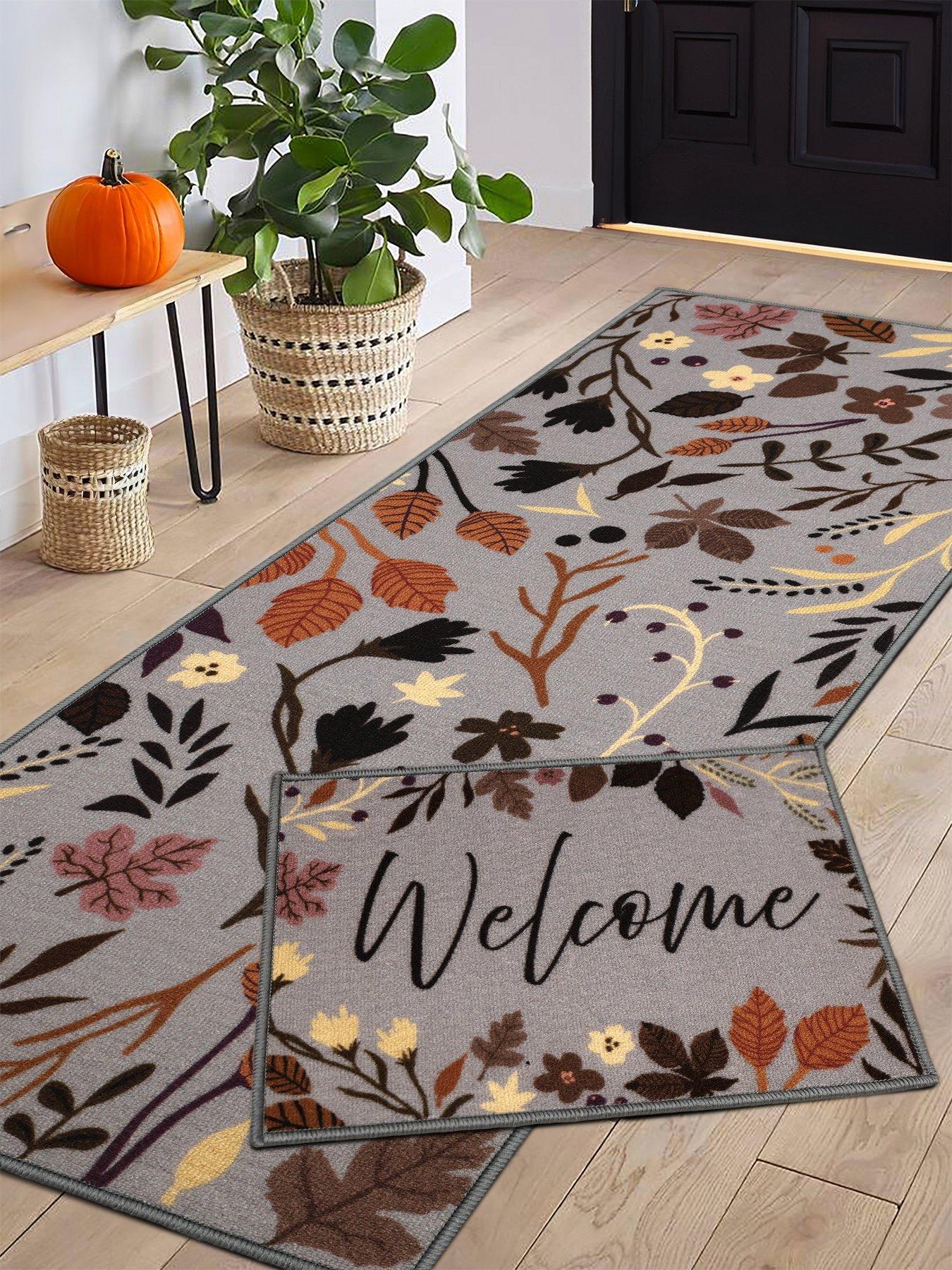 very-home-smokey-blue-autumn-leaf-runner-mat