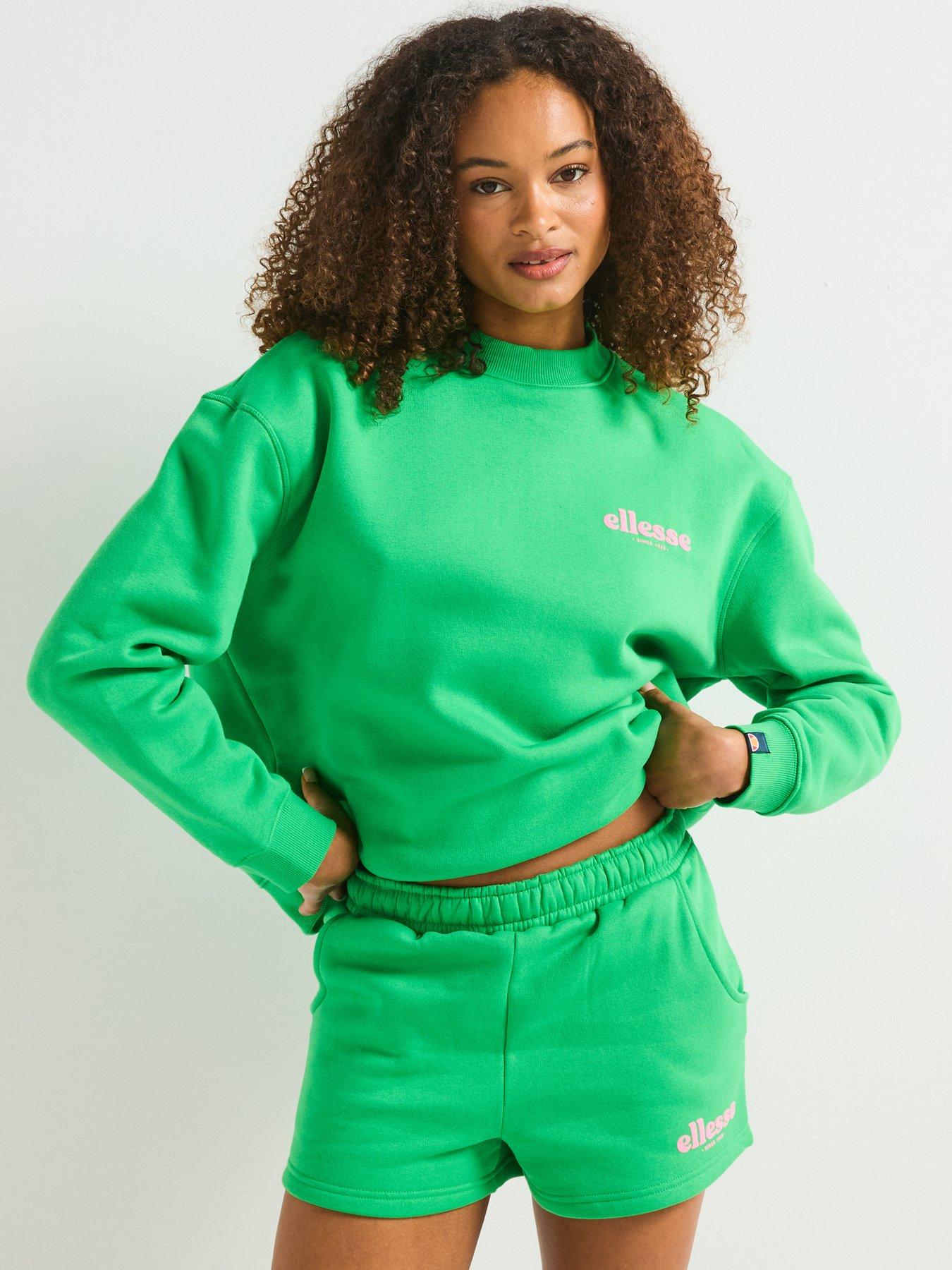 ellesse-womens-very-exclusive-holmrook-sweatshirt-amp-short-set-green