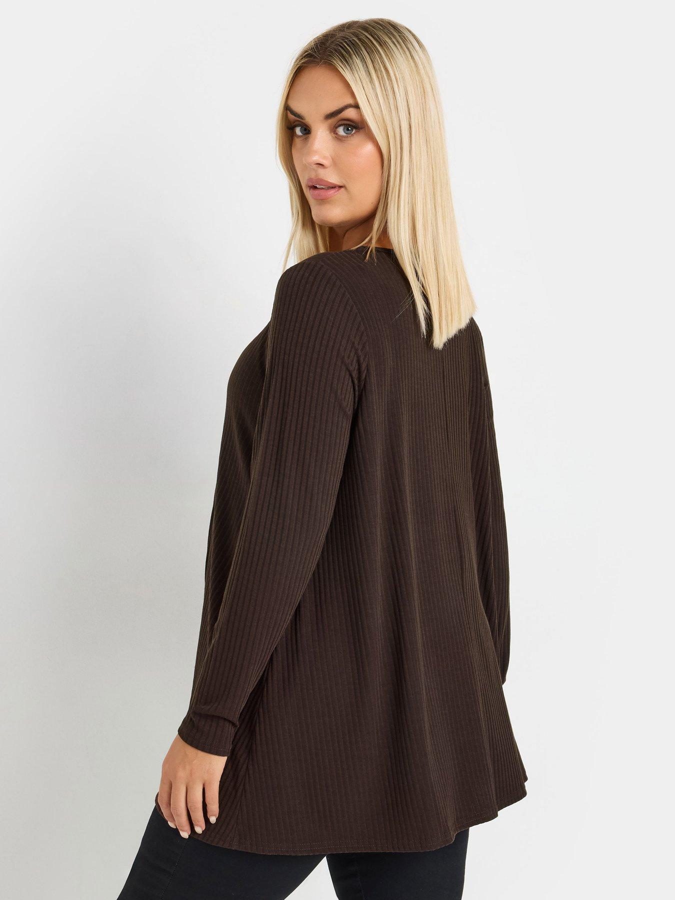 yours-curve-long-sleeve-swing-top-brownstillFront