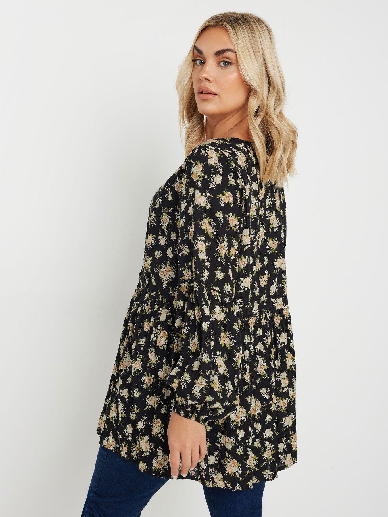 Image 2 of 4 of Yours Curve Crinkle Gypsy Tunic - Black