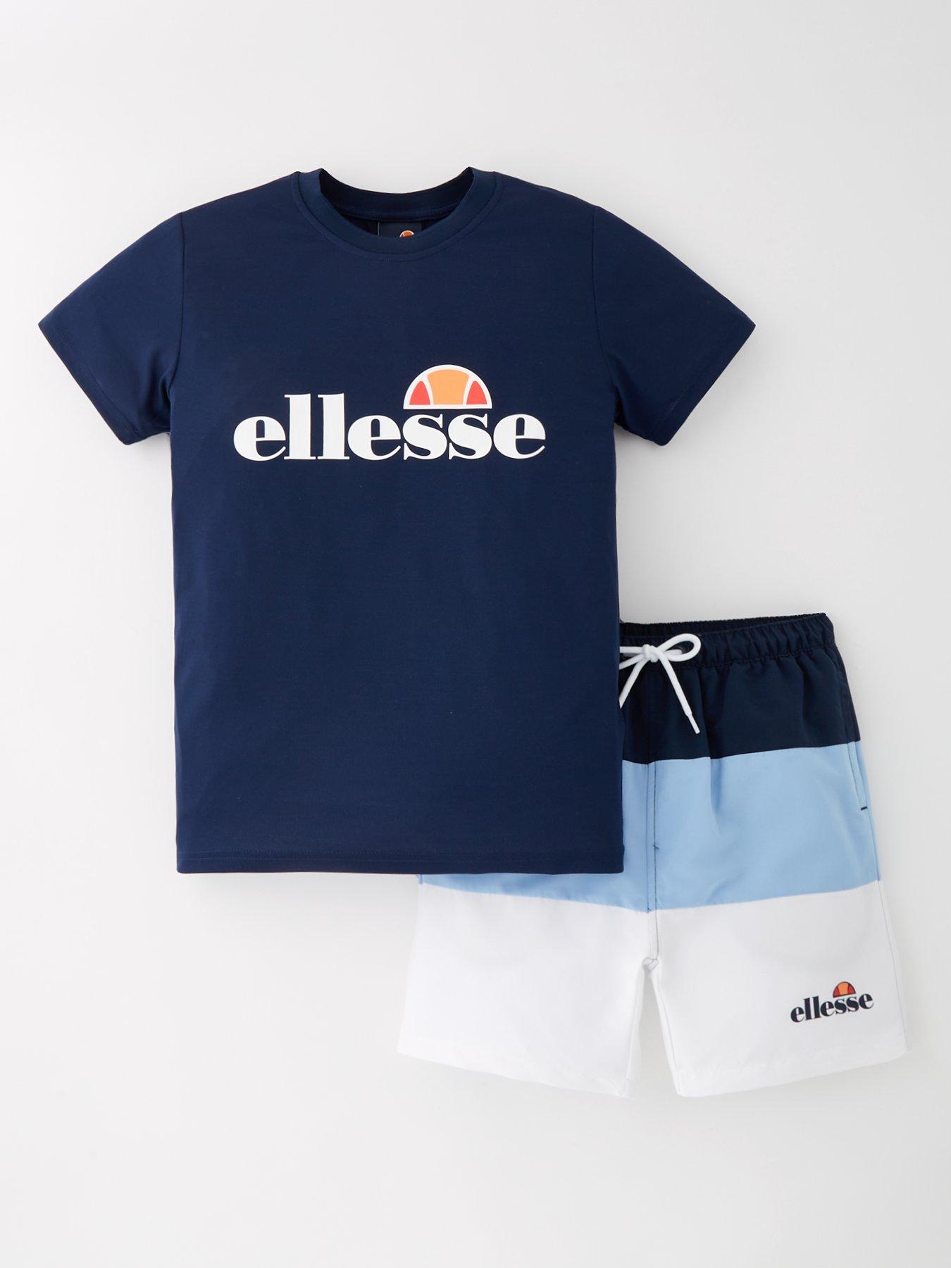 Ellesse Junior Boys Vescia T-Shirt  &  Swimshort Set - Navy