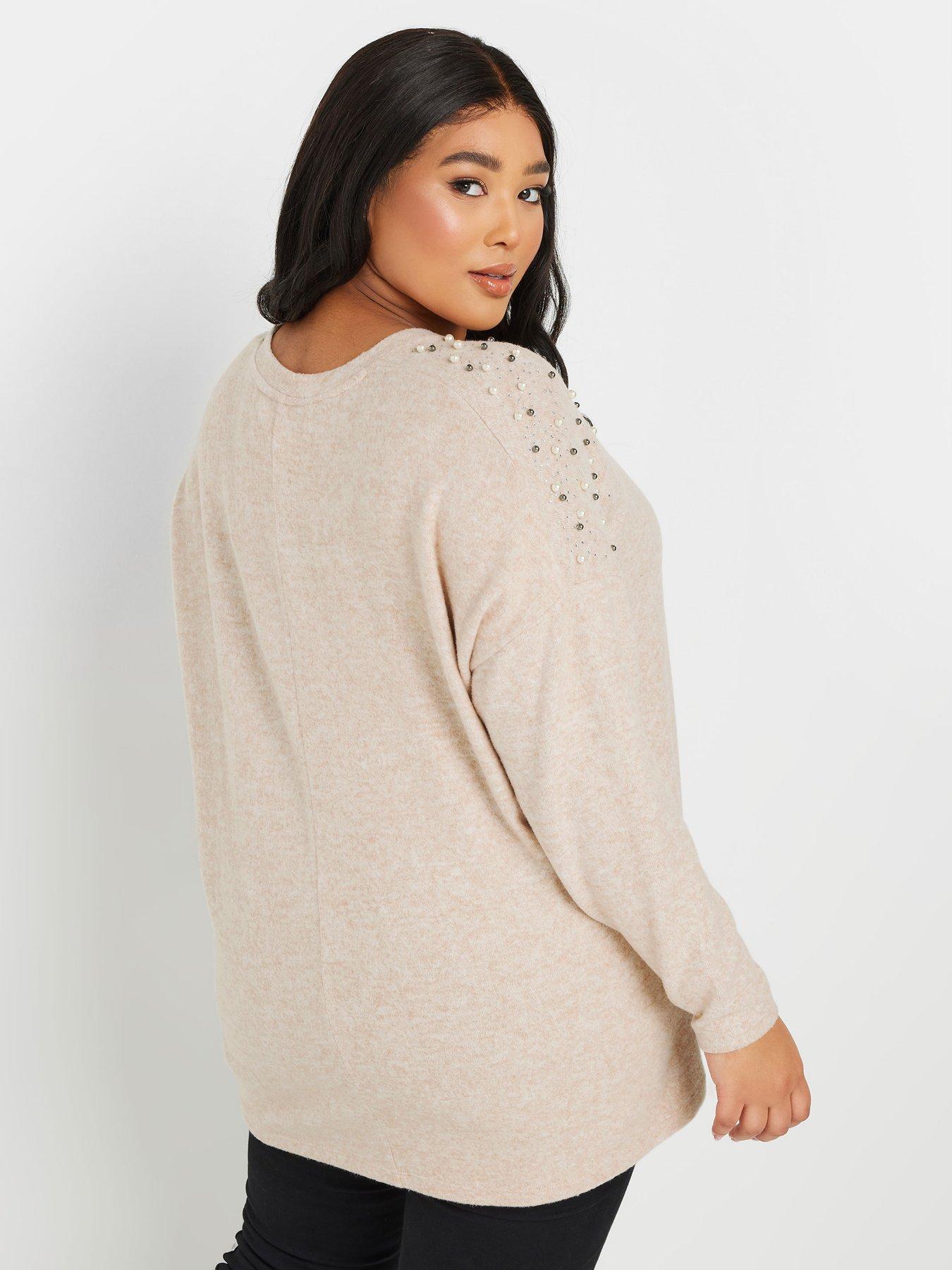 yours-curve-pearl-drop-shoulder-jumper-brownstillFront