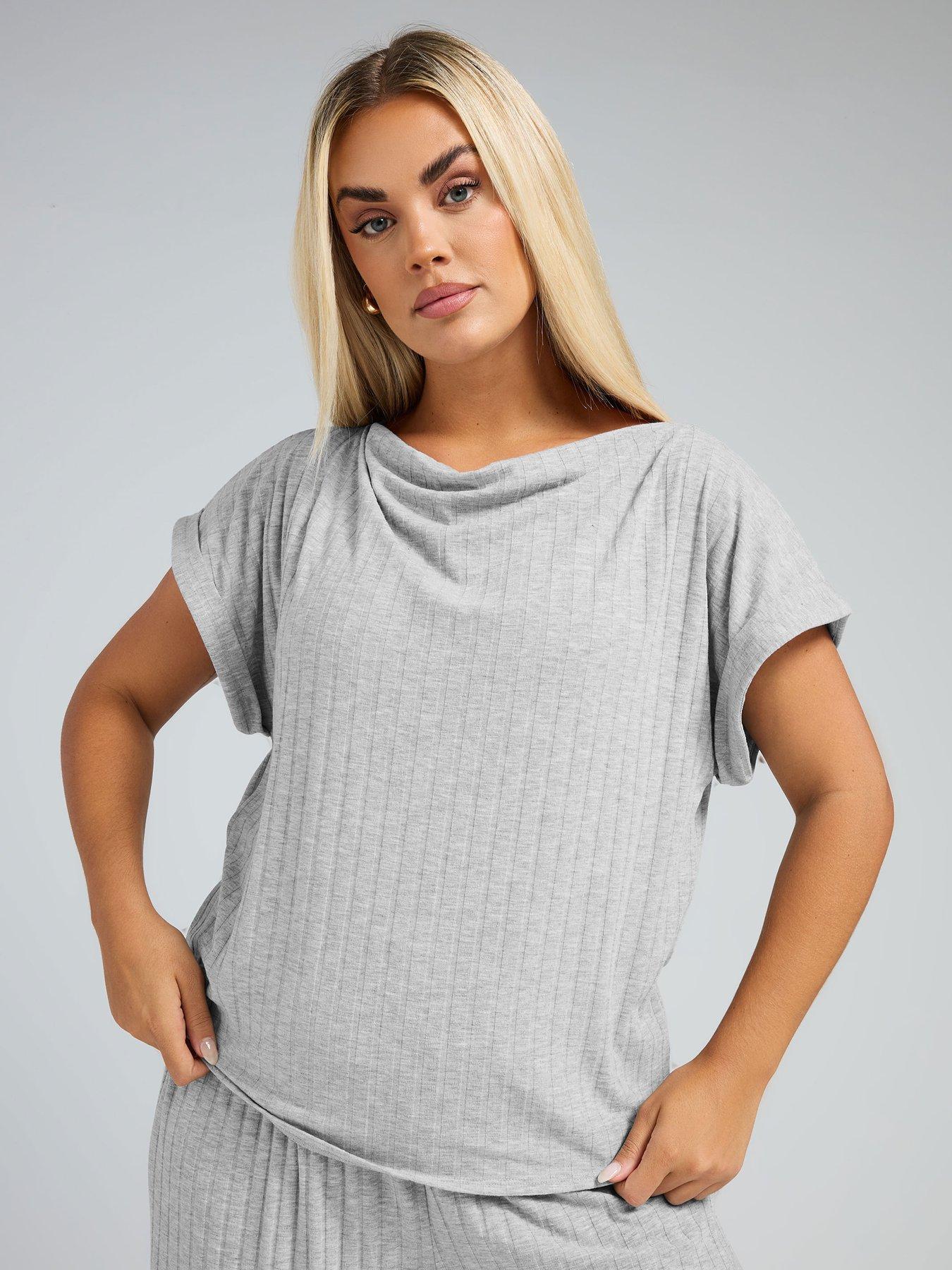 yours-curve-cowl-neck-ribbed-top-grey