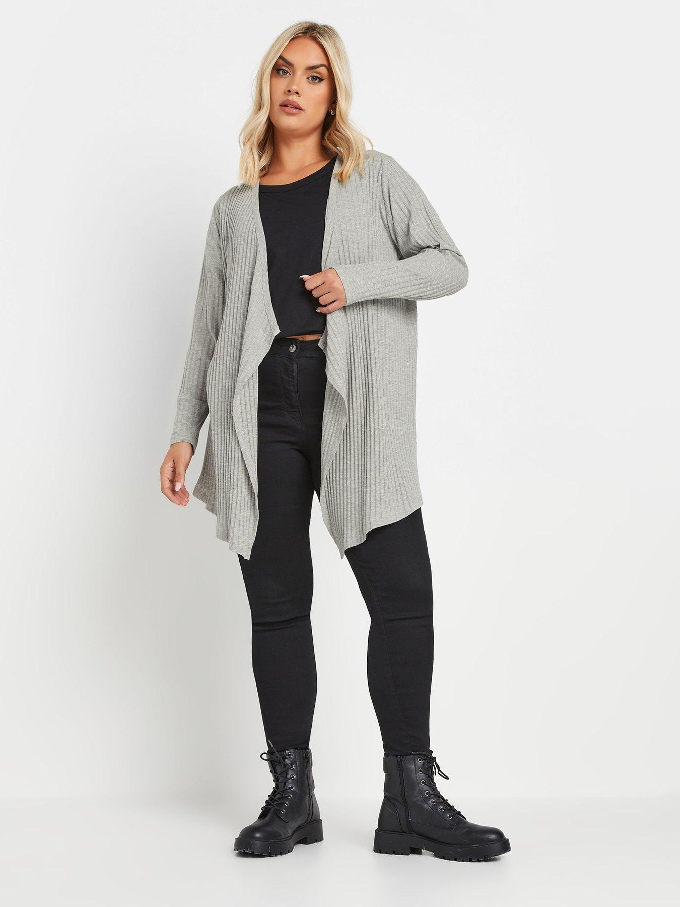 yours-curve-ribbed-waterfall-soft-feel-cardigan-greyback