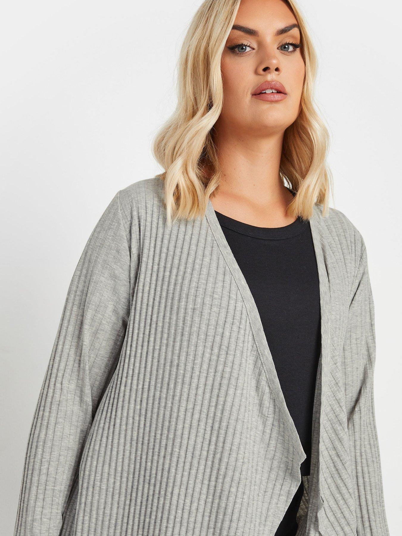 yours-curve-ribbed-waterfall-soft-feel-cardigan-greyoutfit