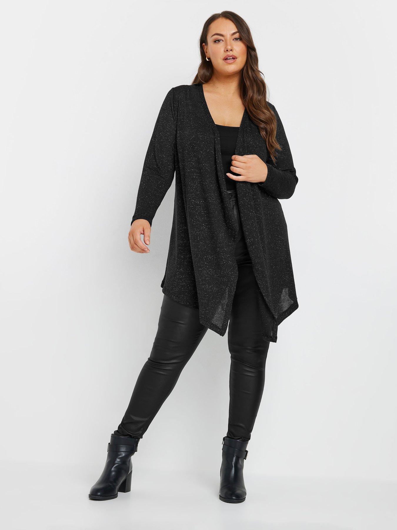 yours-curve-waterfall-metallic-cardigan-blackback