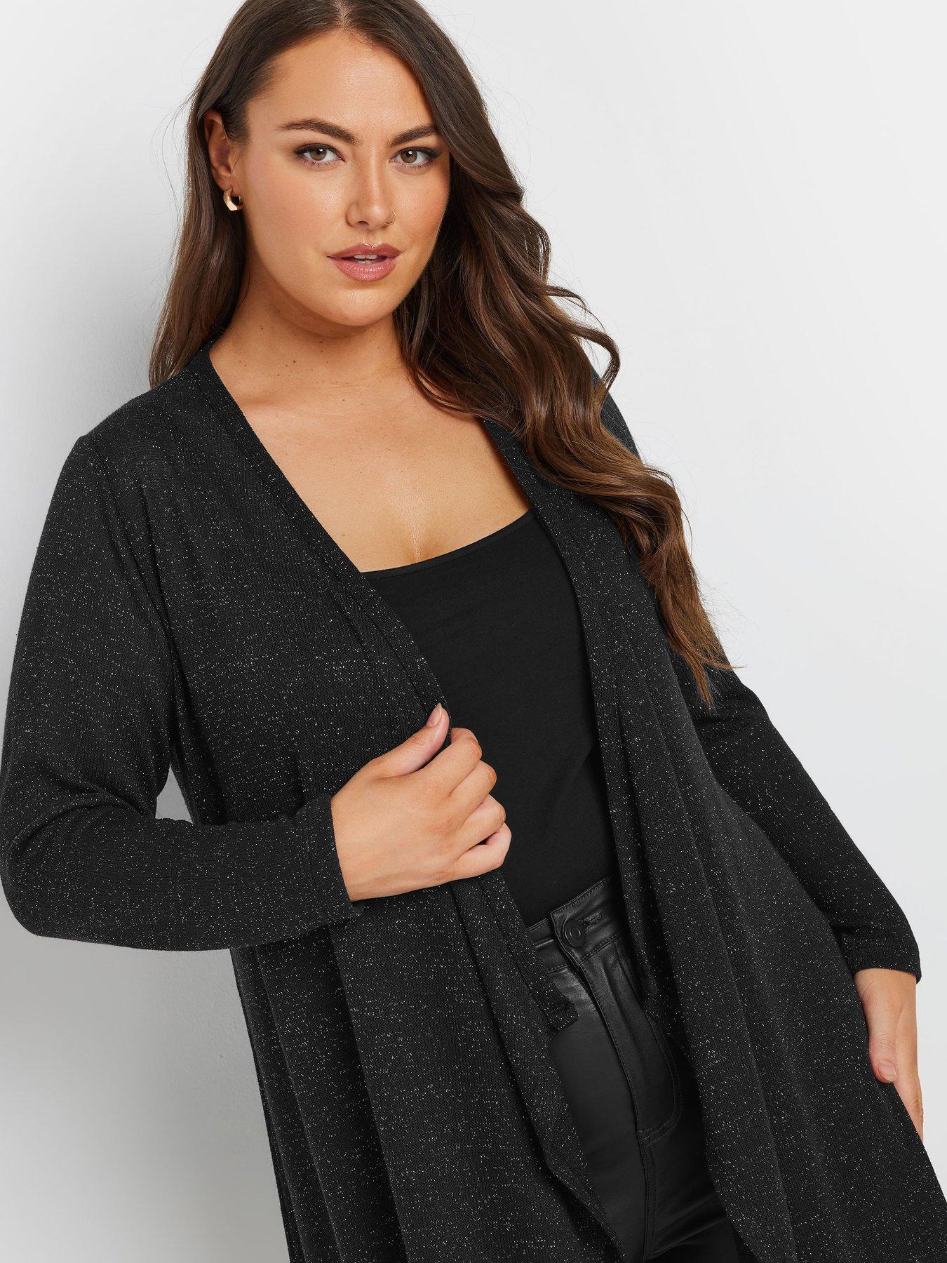 yours-curve-waterfall-metallic-cardigan-blackoutfit