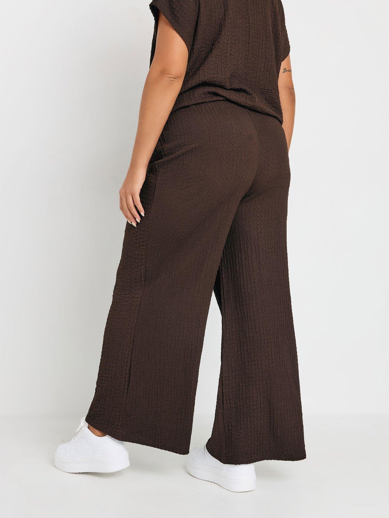 yours-curve-bubble-textured-trouser-brownstillFront