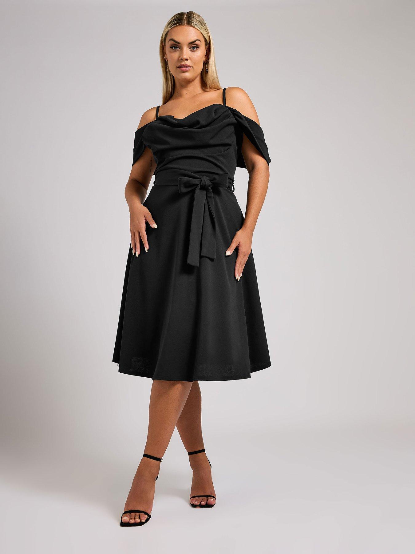 yours-curve-cowl-neck-cold-shoulder-skater-dress-blackback