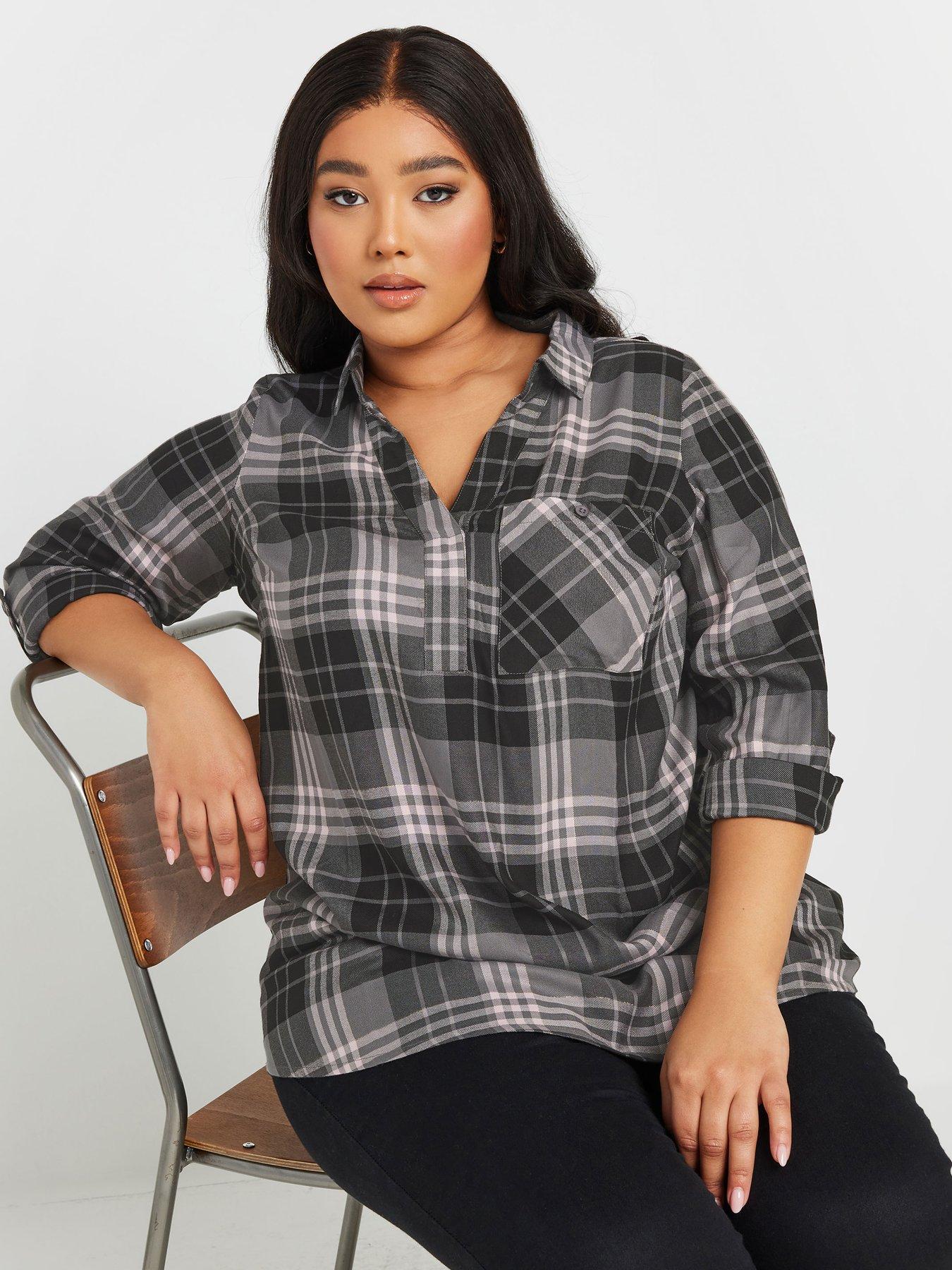 Image 1 of 4 of Yours Curve Overhead Shirt - Grey