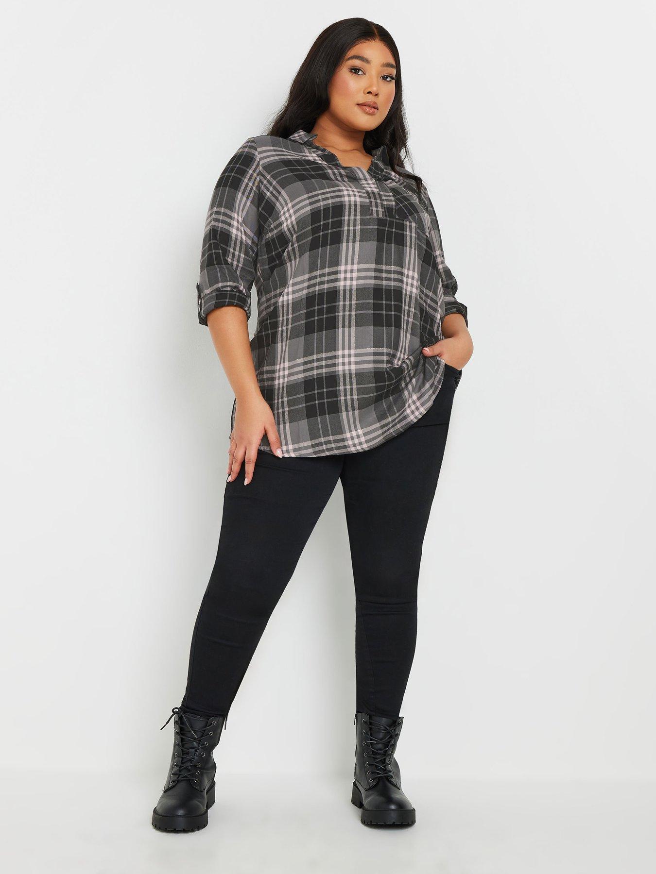 Image 3 of 4 of Yours Curve Overhead Shirt - Grey