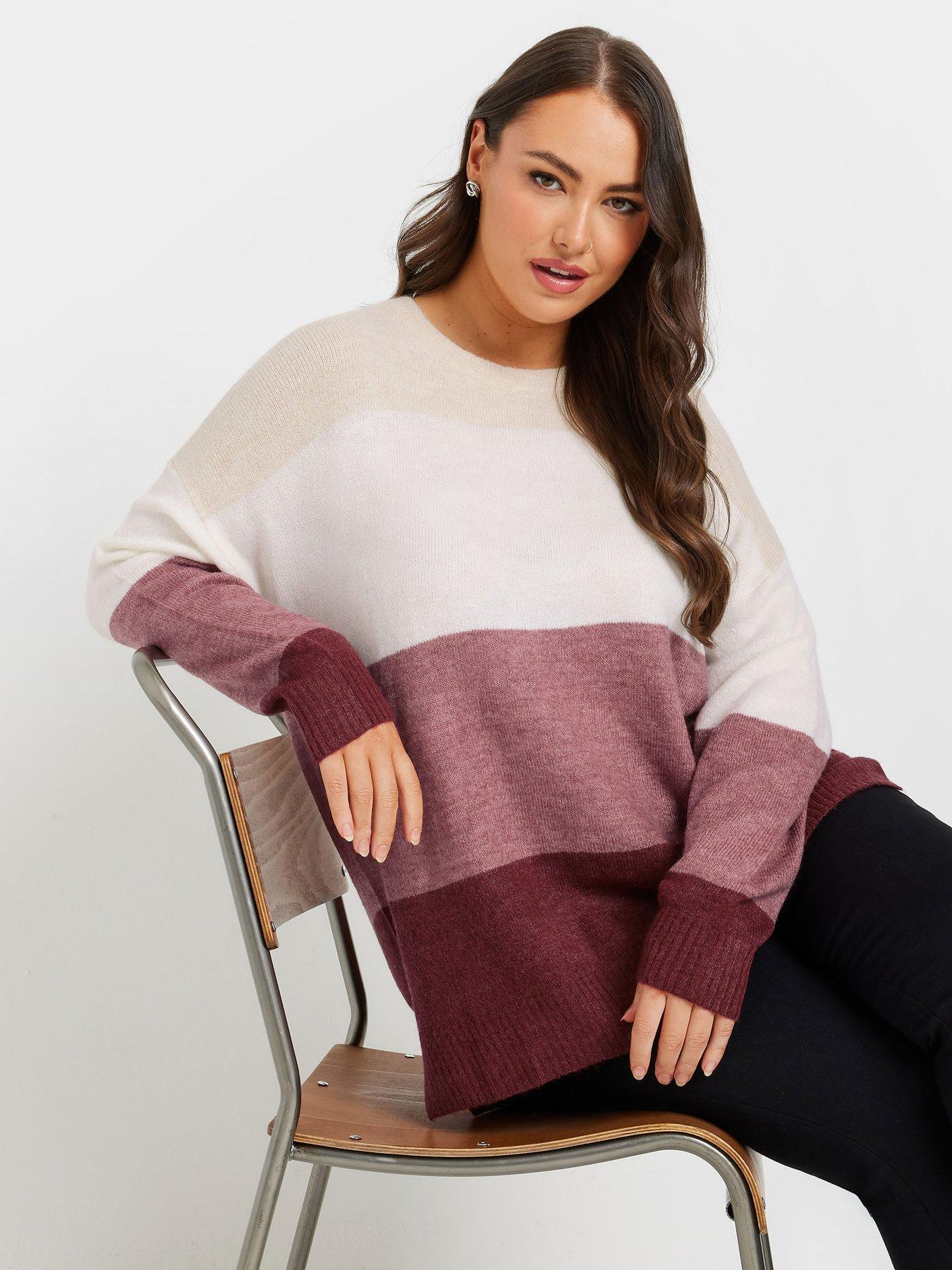 yours-curve-colourblock-jumper-pink