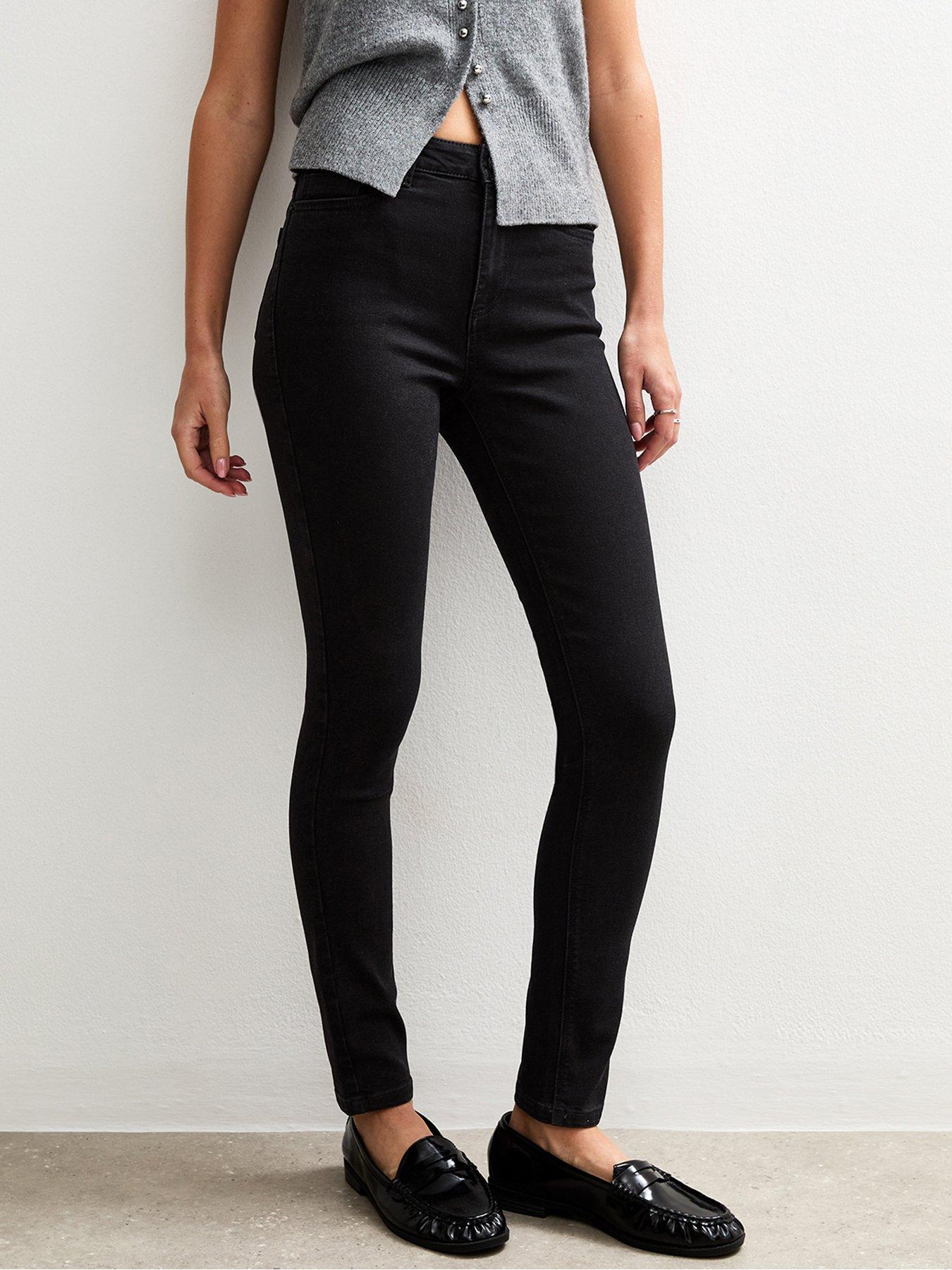 New Look Mid Rise Skinny Jeans - Washed Black