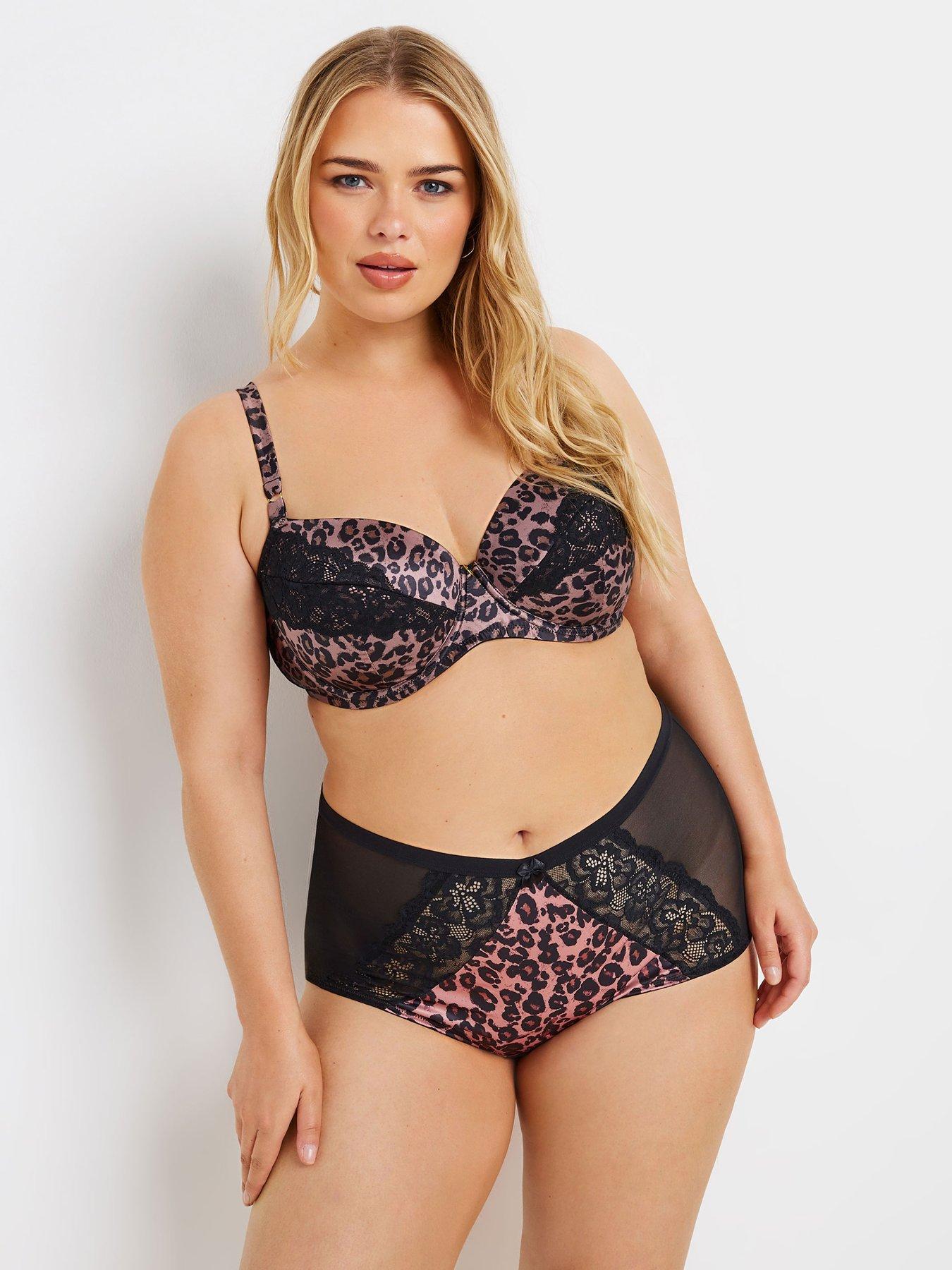 Image 3 of 4 of Yours Curve Leopard Satin T-Shirt Bra - Natural