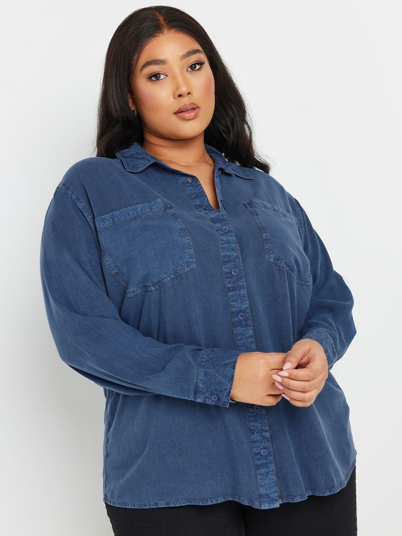 yours-curve-chambray-shirt-bluefront