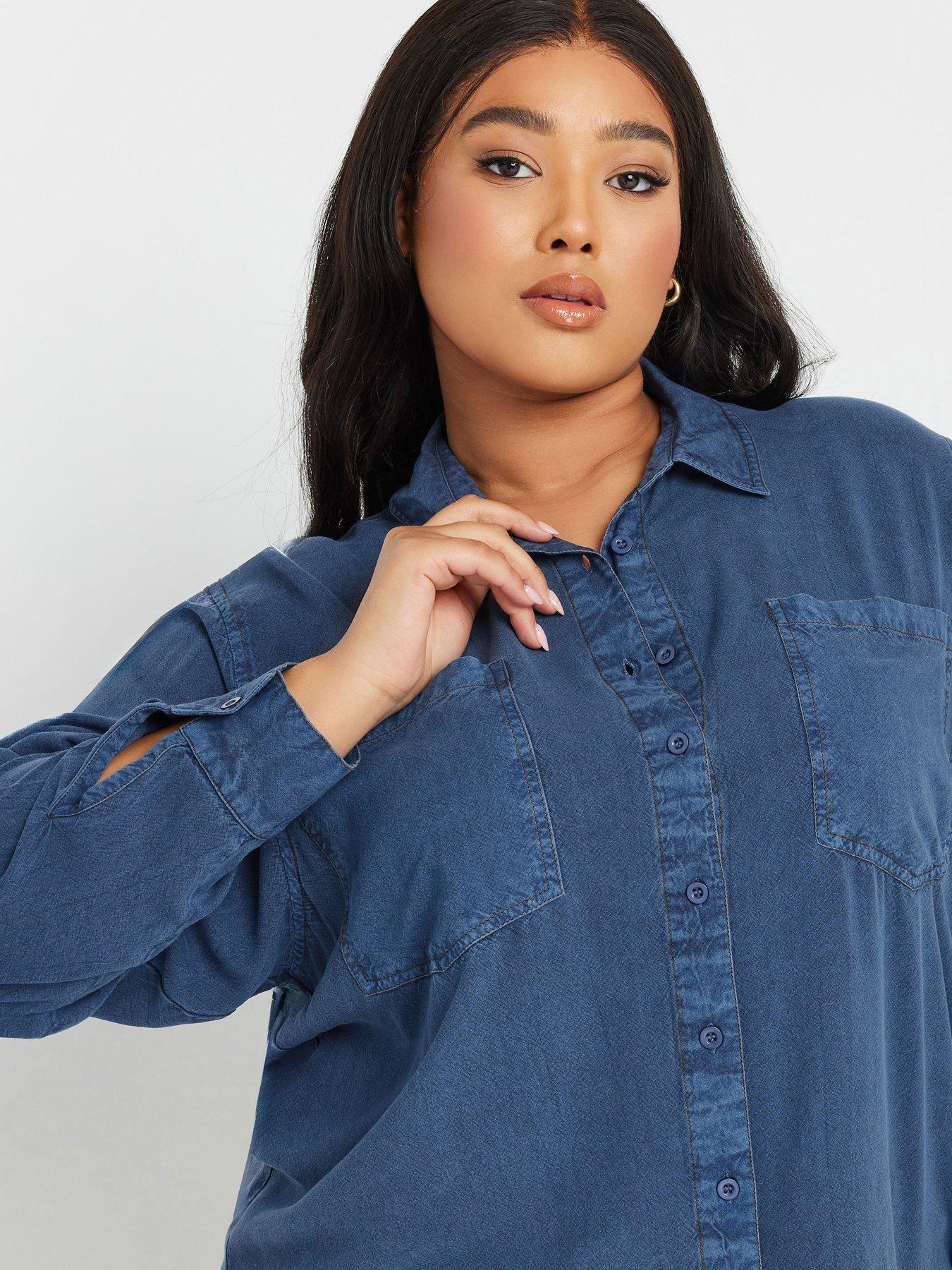 yours-curve-chambray-shirt-blueoutfit