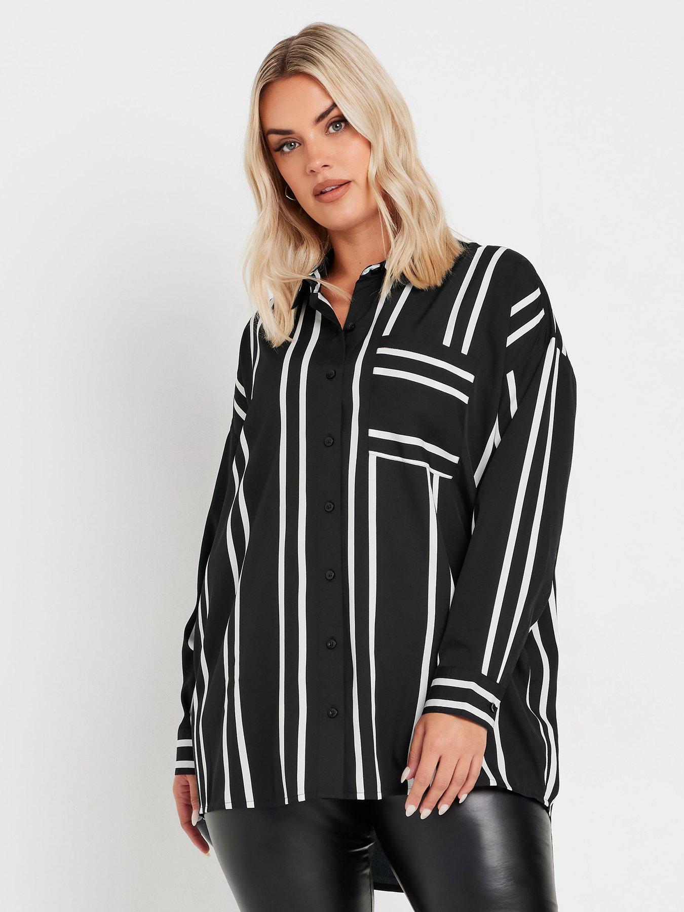 Image 1 of 4 of Yours Curve Oversized Shirt - Black