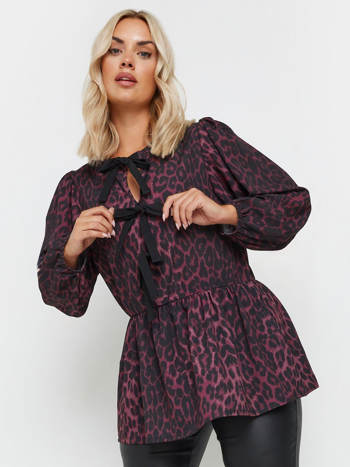 yours-curve-long-sleeve-leopard-bow-top-purpleoutfit