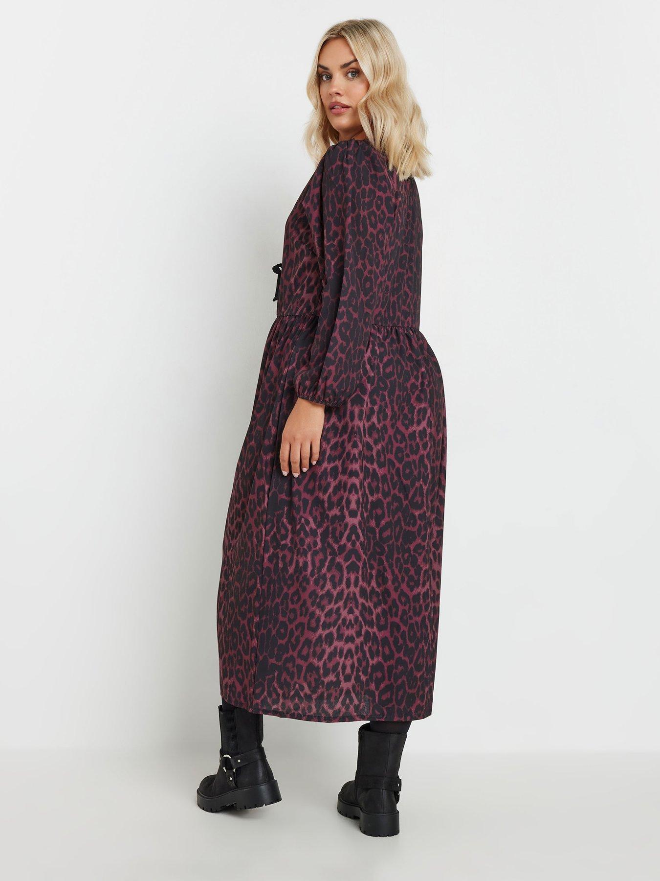 yours-curve-long-sleeve-leopard-bow-dress-purplestillFront