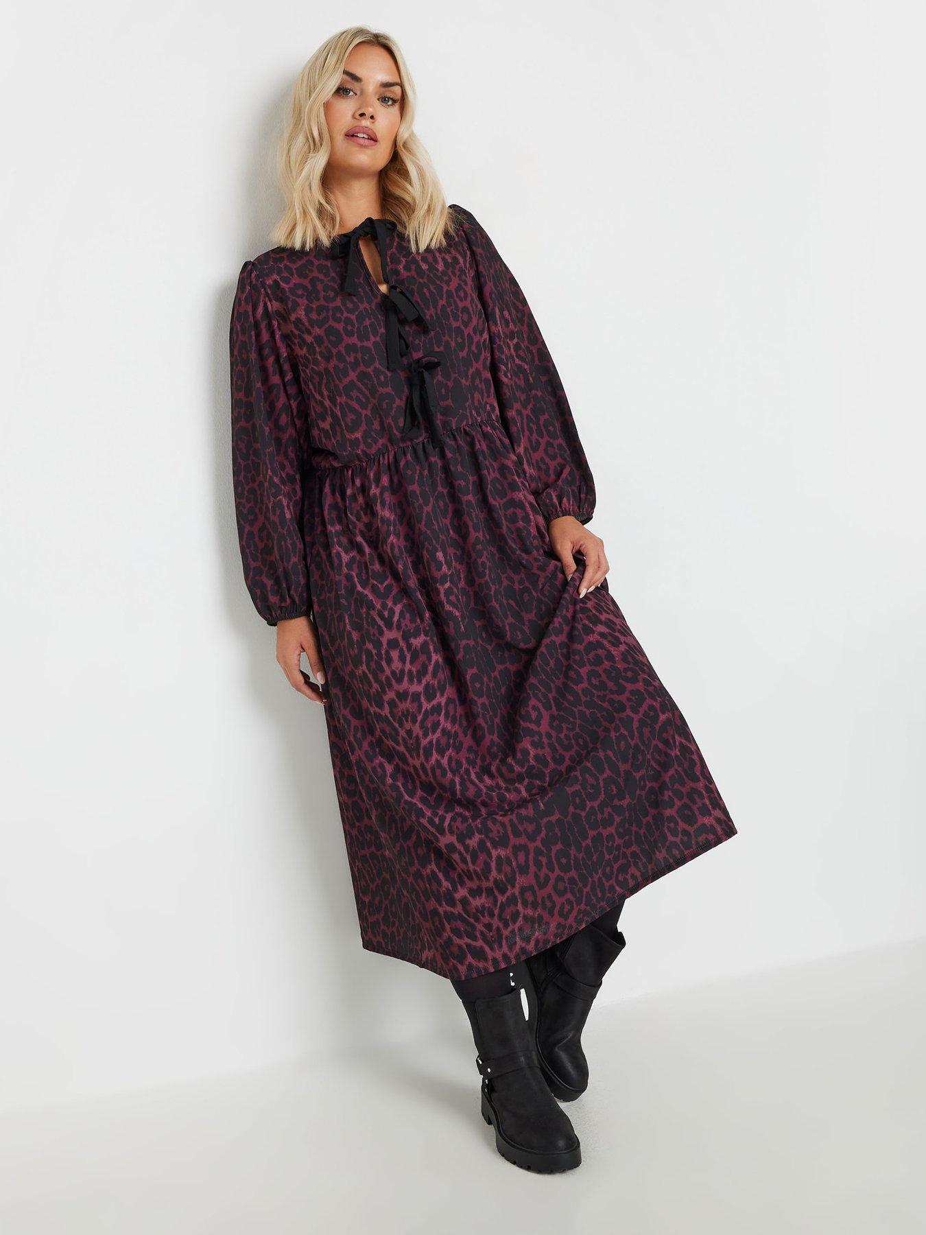 yours-curve-long-sleeve-leopard-bow-dress-purpleback