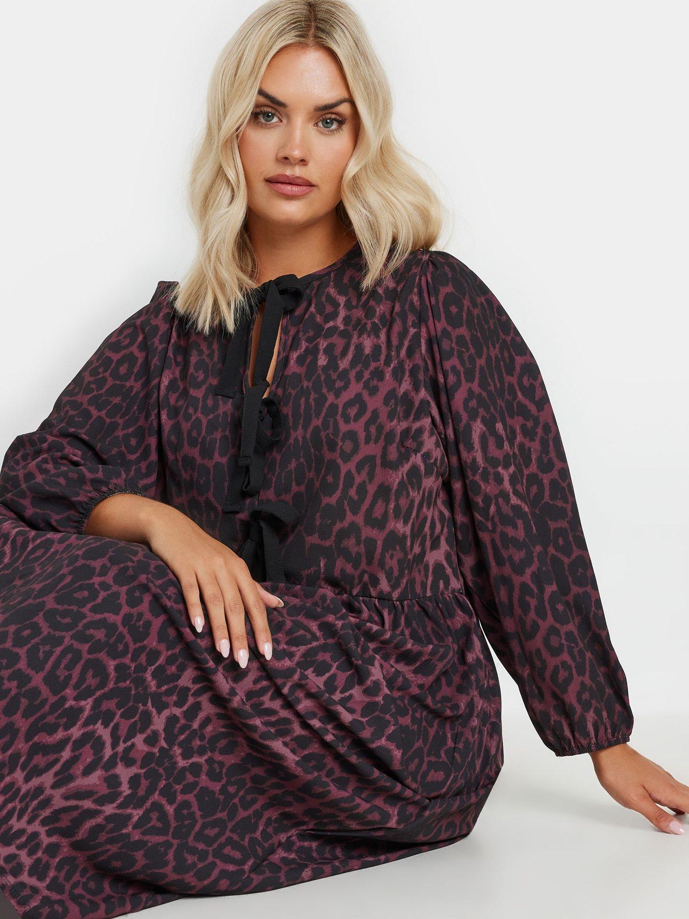 yours-curve-long-sleeve-leopard-bow-dress-purpleoutfit