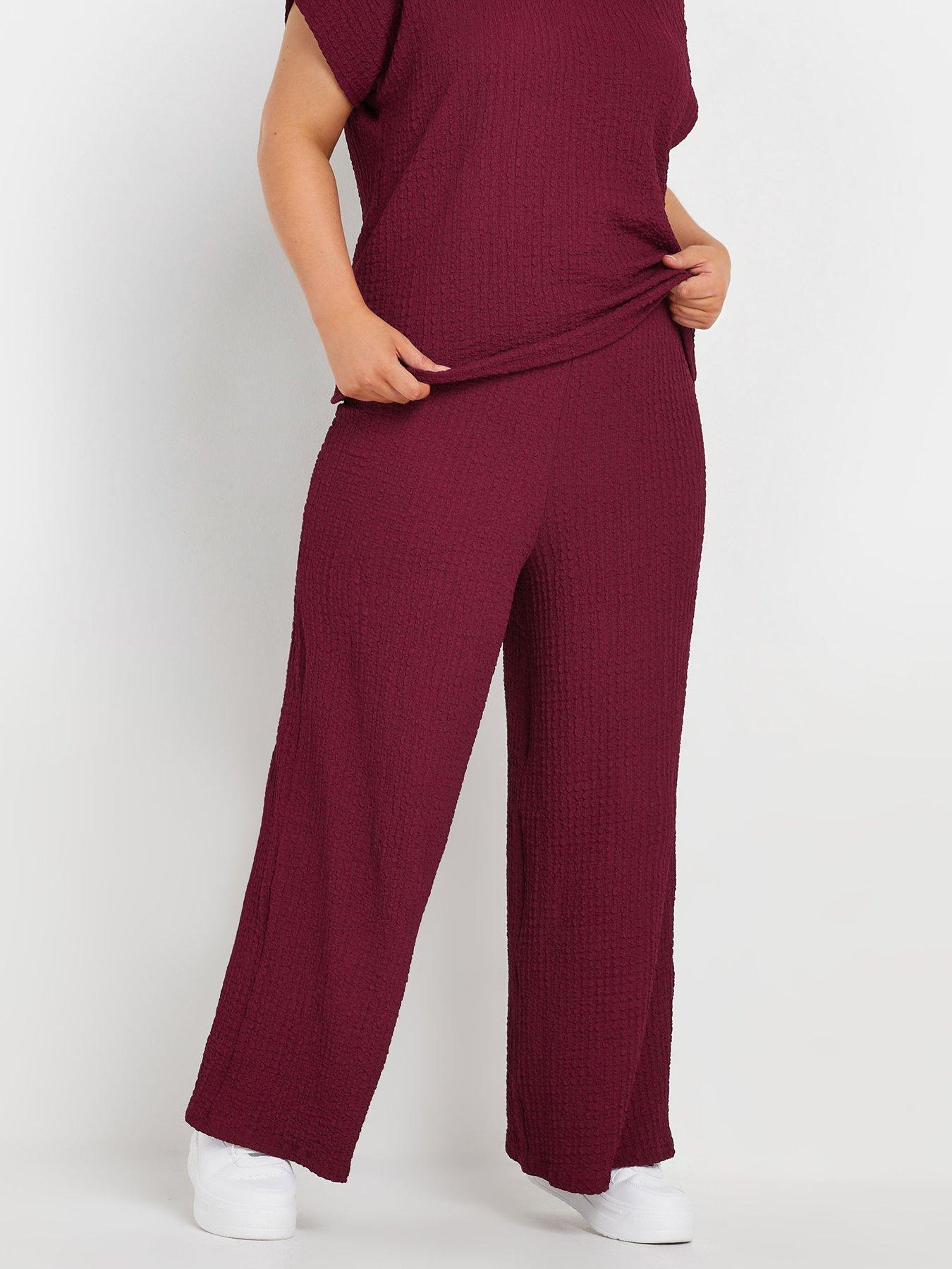 yours-curve-bubble-textured-trouser-red