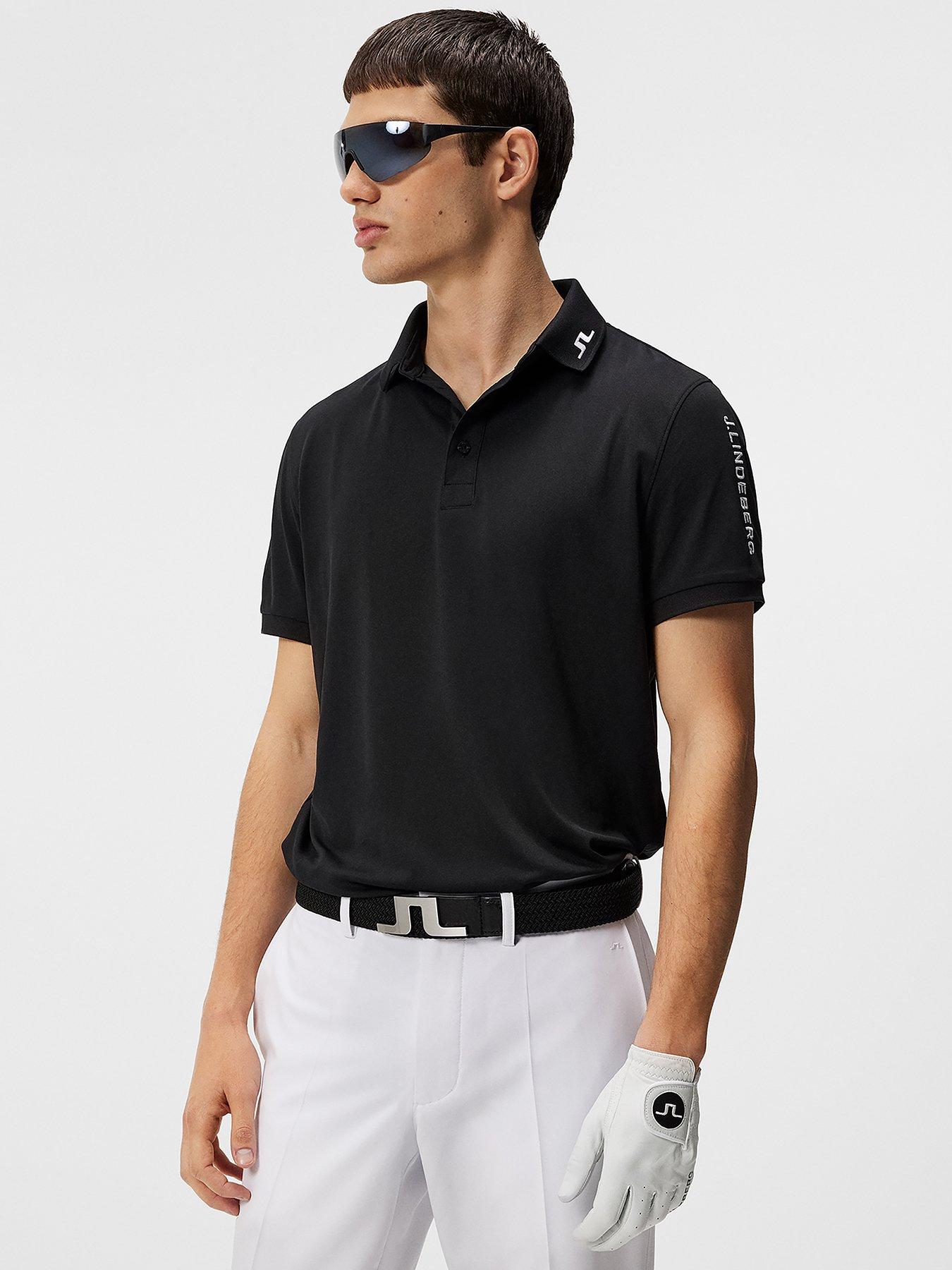 Image 1 of 6 of J LINDEBERG Mens Golf Tour Tech Reg Fit Polo - Black