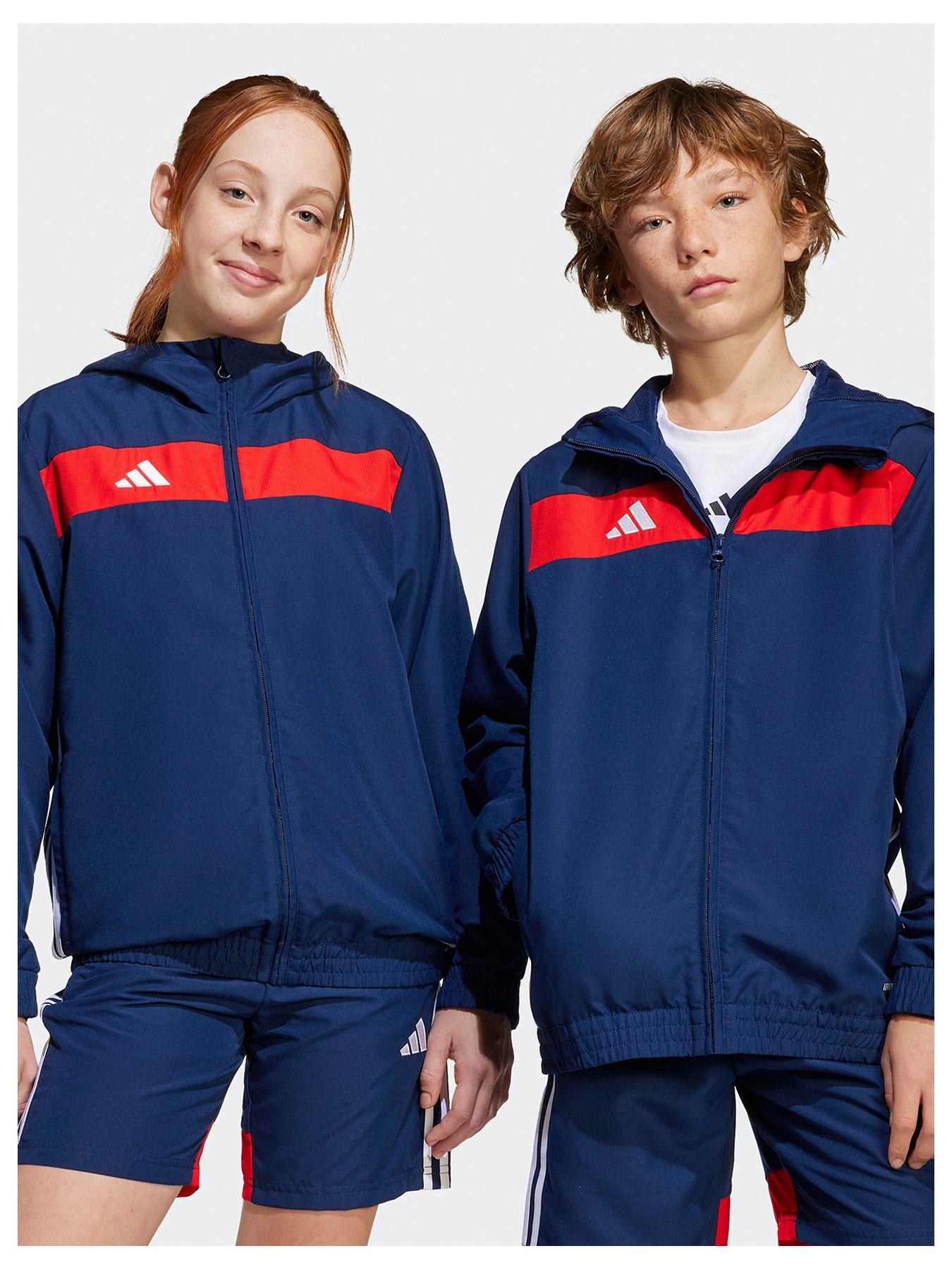 adidas Youth Tiro Essentials Woven Hoody - Navy/Red